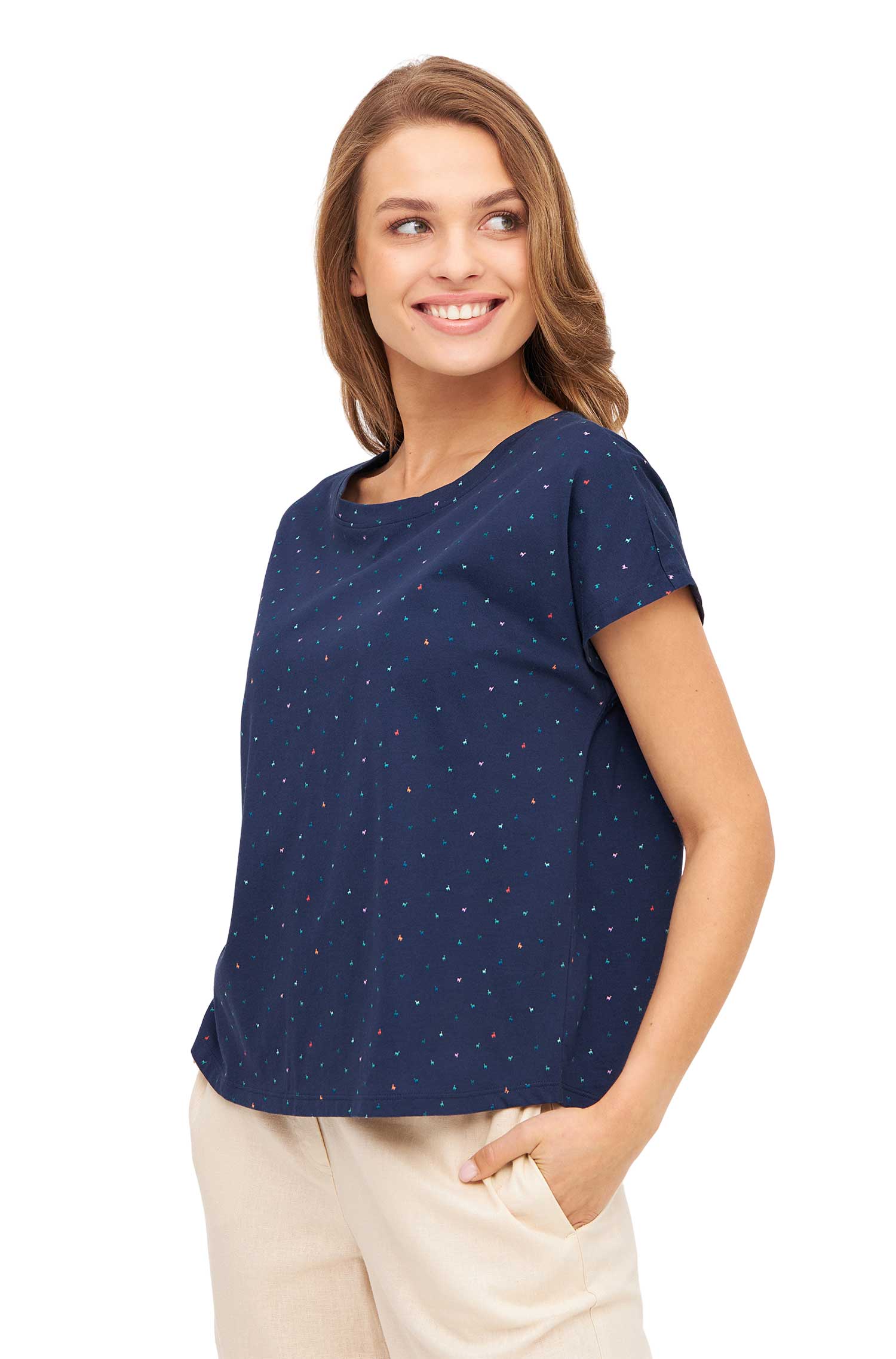 Boxy T-Shirt ALPAQUITAS aus Bio-Pima-Baumwolle-navy