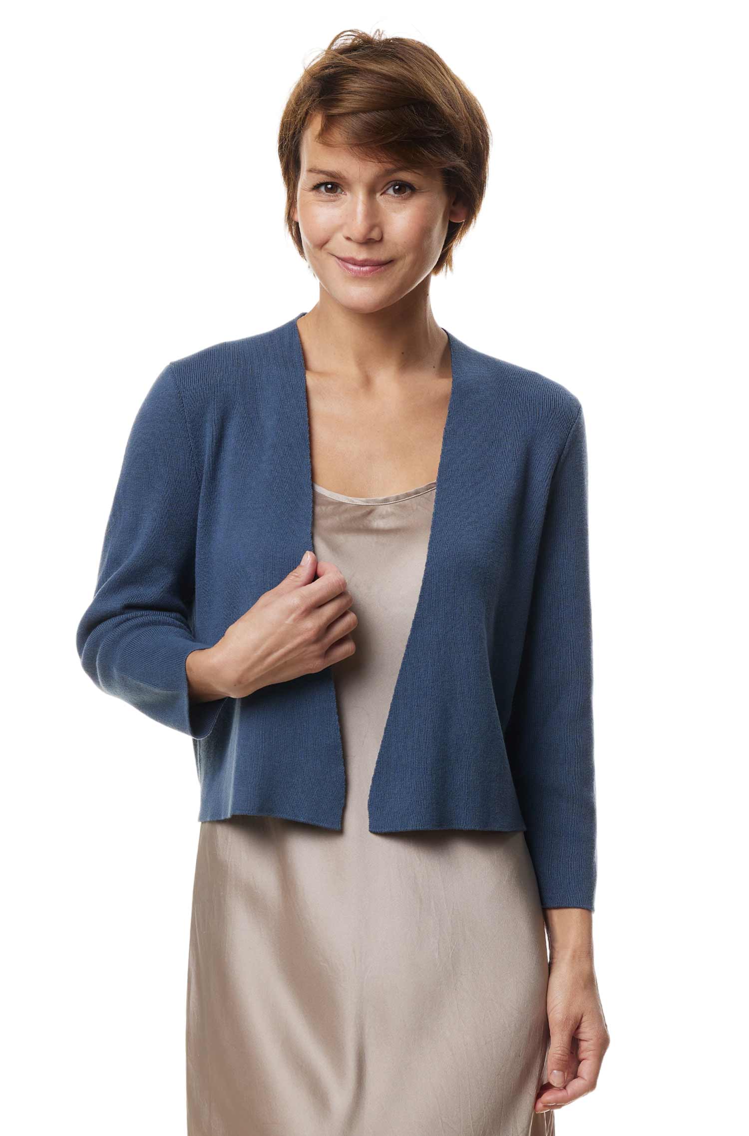 Bolero CLARA aus Pima-Bio-Baumwolle-orion blau