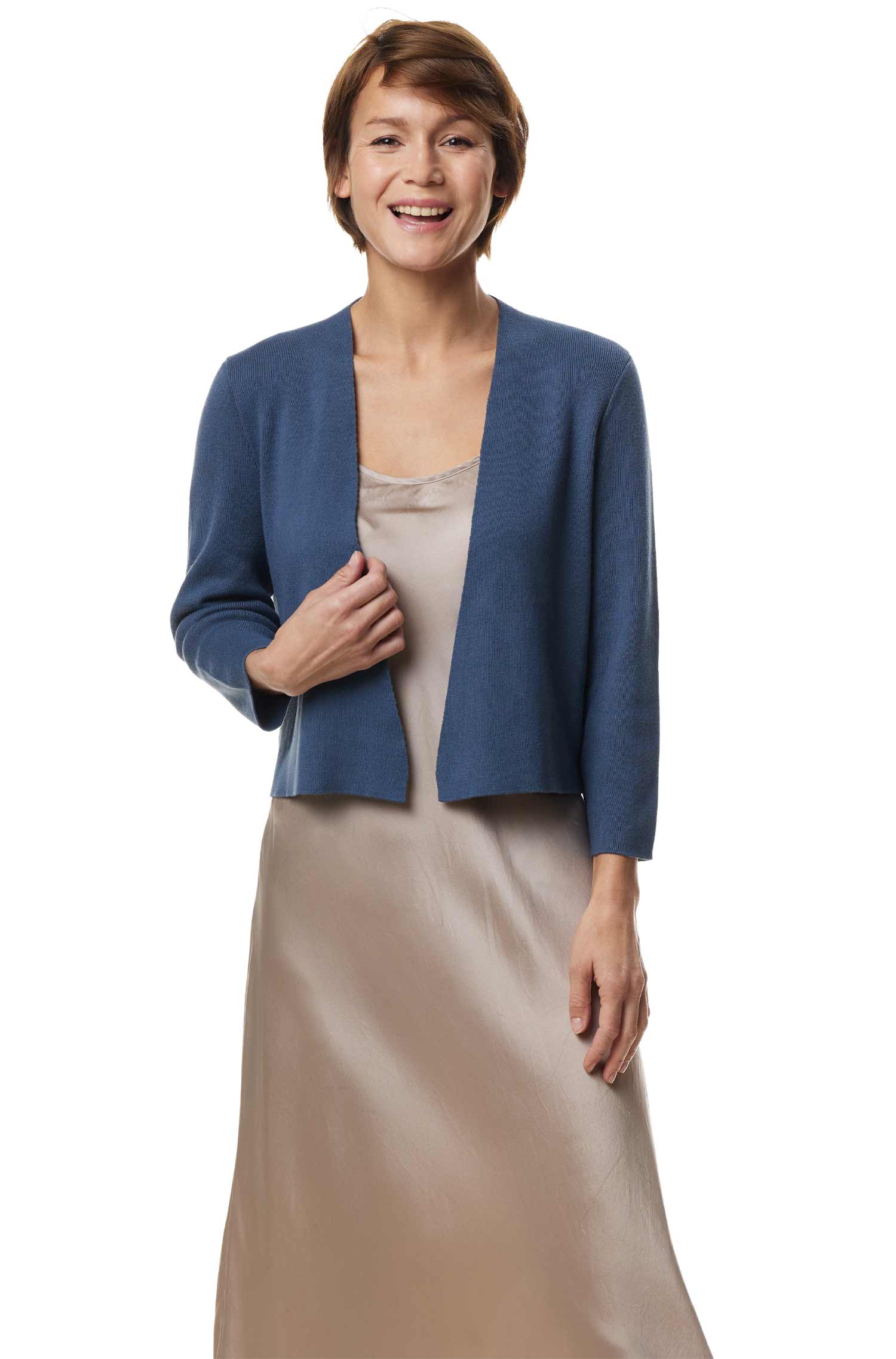 Bolero CLARA aus Pima-Bio-Baumwolle-orion blau