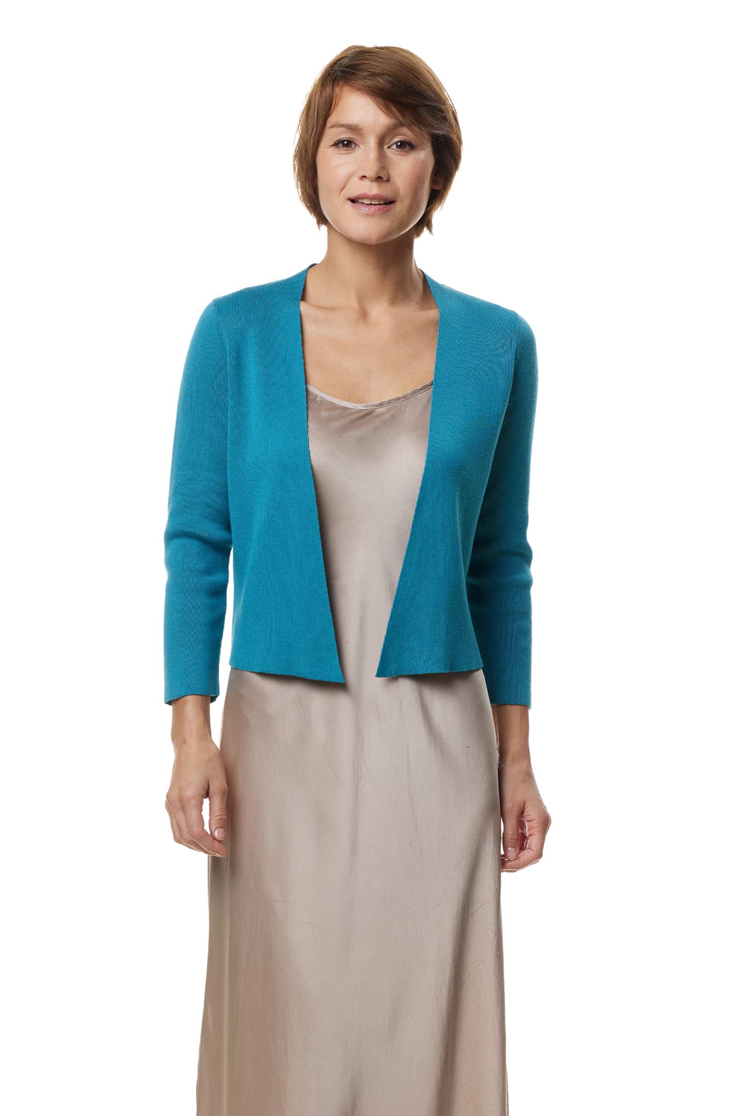 Bolero CLARA aus Pima-Bio-Baumwolle-türkis