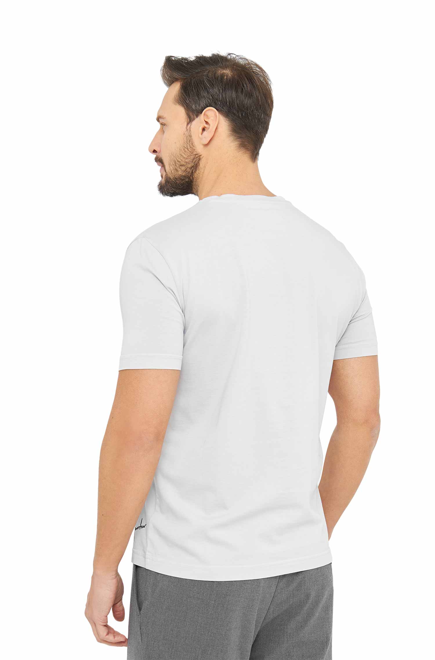 Herren T-Shirt RASSI mit Alpaka-Motiv aus 100% Bio-Pima-Baumwolle-silver