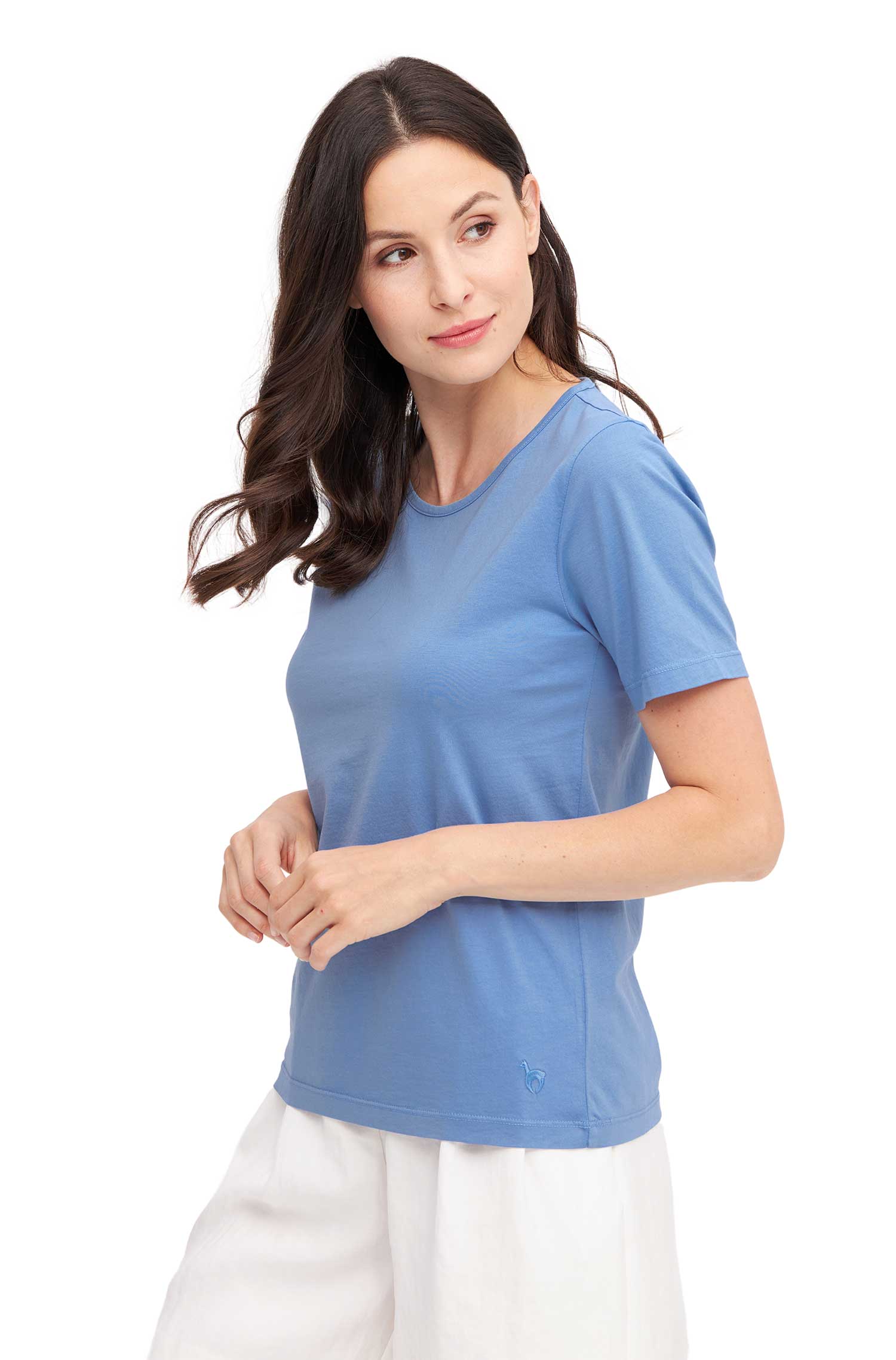 Kurzarm T-SHIRT aus Bio-Pima-Baumwolle-pazifikblau