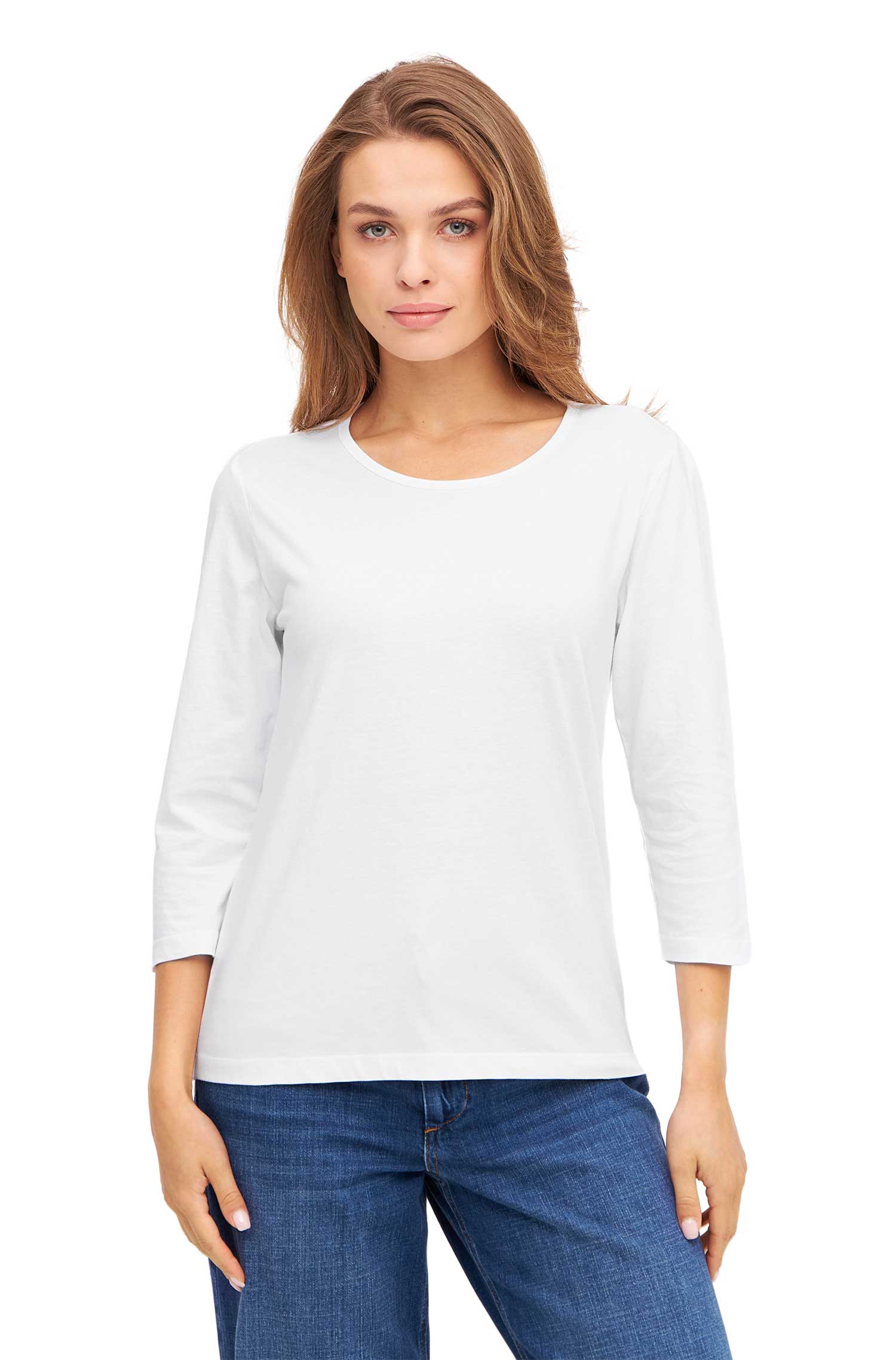 3/4-Arm T-SHIRT aus Bio-Pima-Baumwolle-weiss