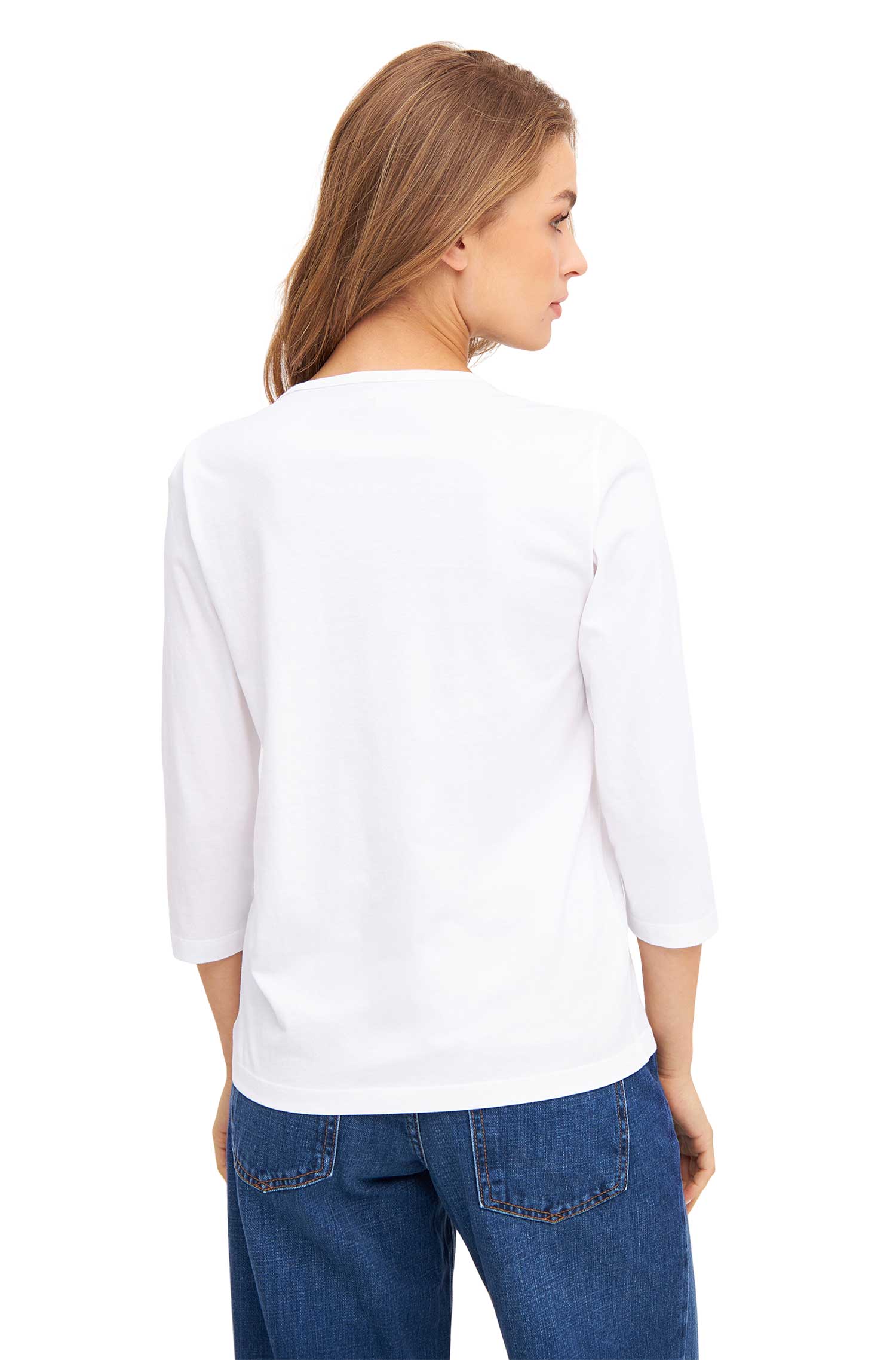 3/4-Arm T-SHIRT aus Bio-Pima-Baumwolle-weiss