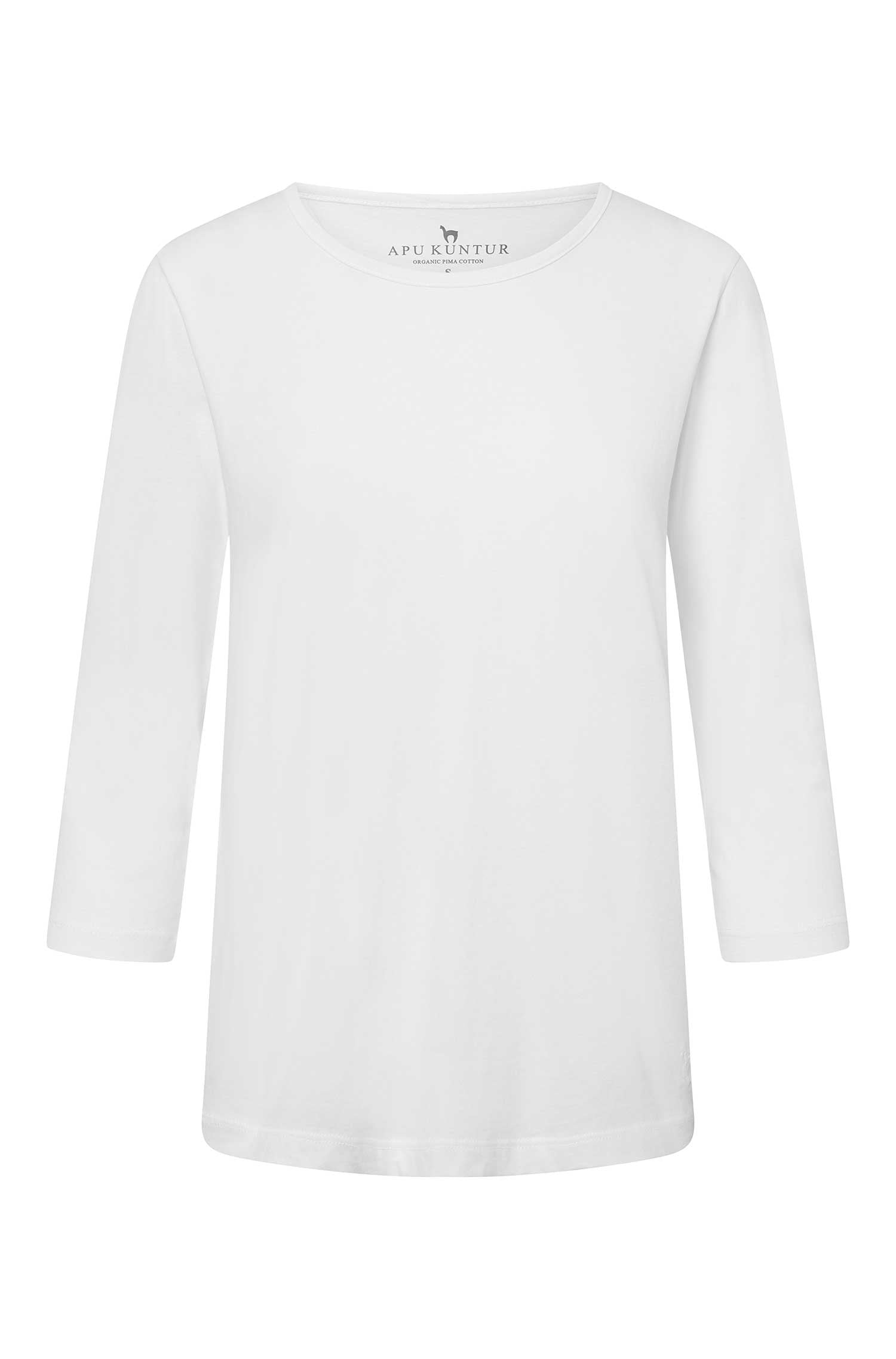 3/4-Arm T-SHIRT aus Bio-Pima-Baumwolle-weiss