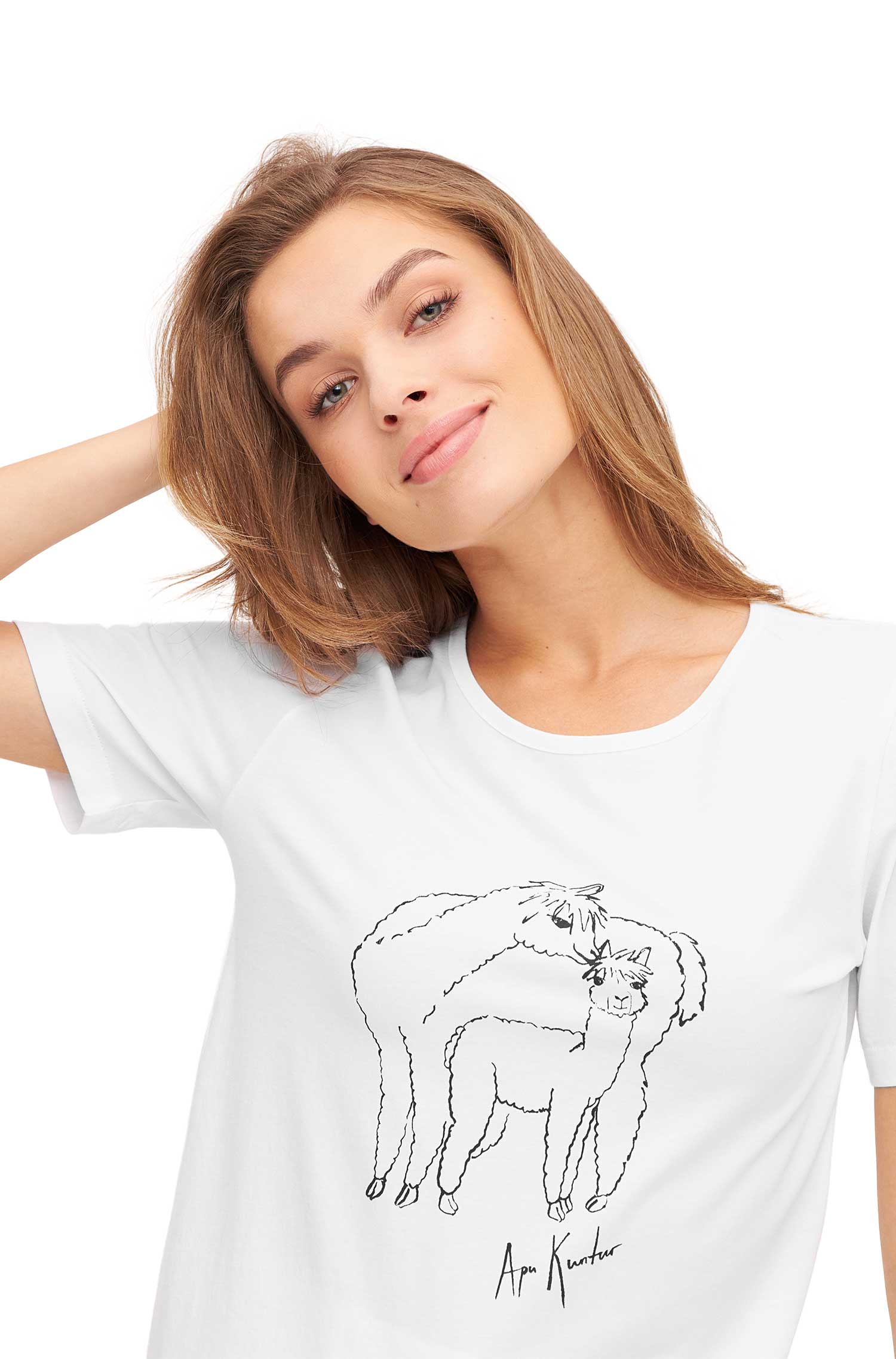 T-Shirt ALPACA LOVE mit Alpaka Print-weiss
