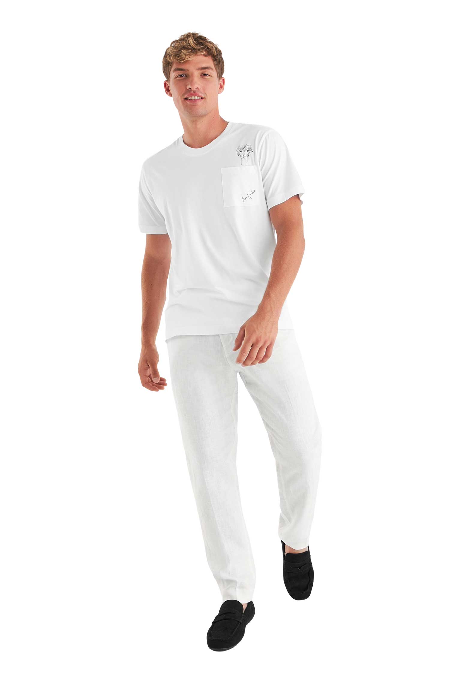 T-Shirt RASSI mit Alpaka-Print und Tasche-weiss