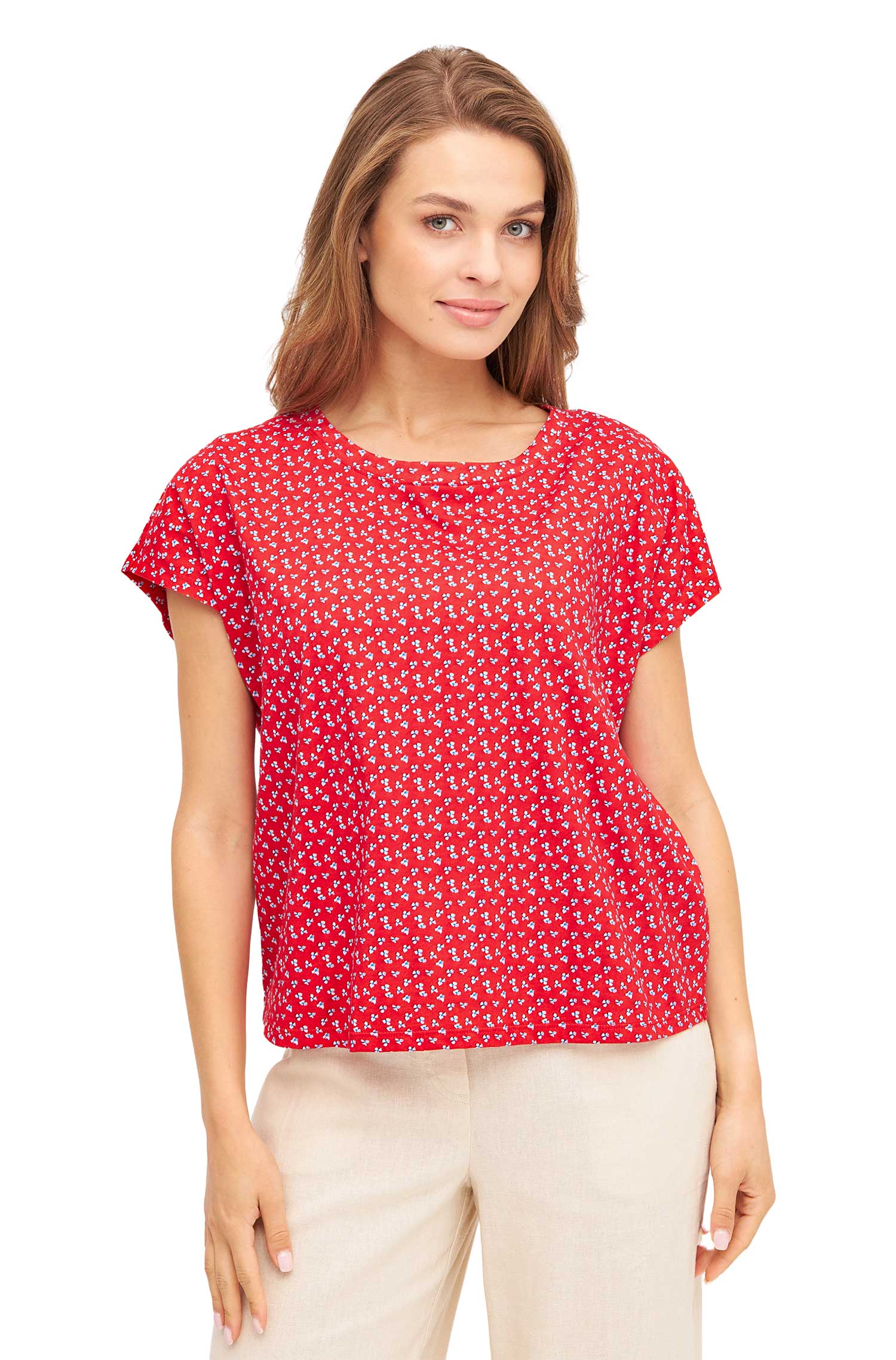 Boxy T-Shirt PAPERFLOWER aus Bio-Pima-Baumwolle-red