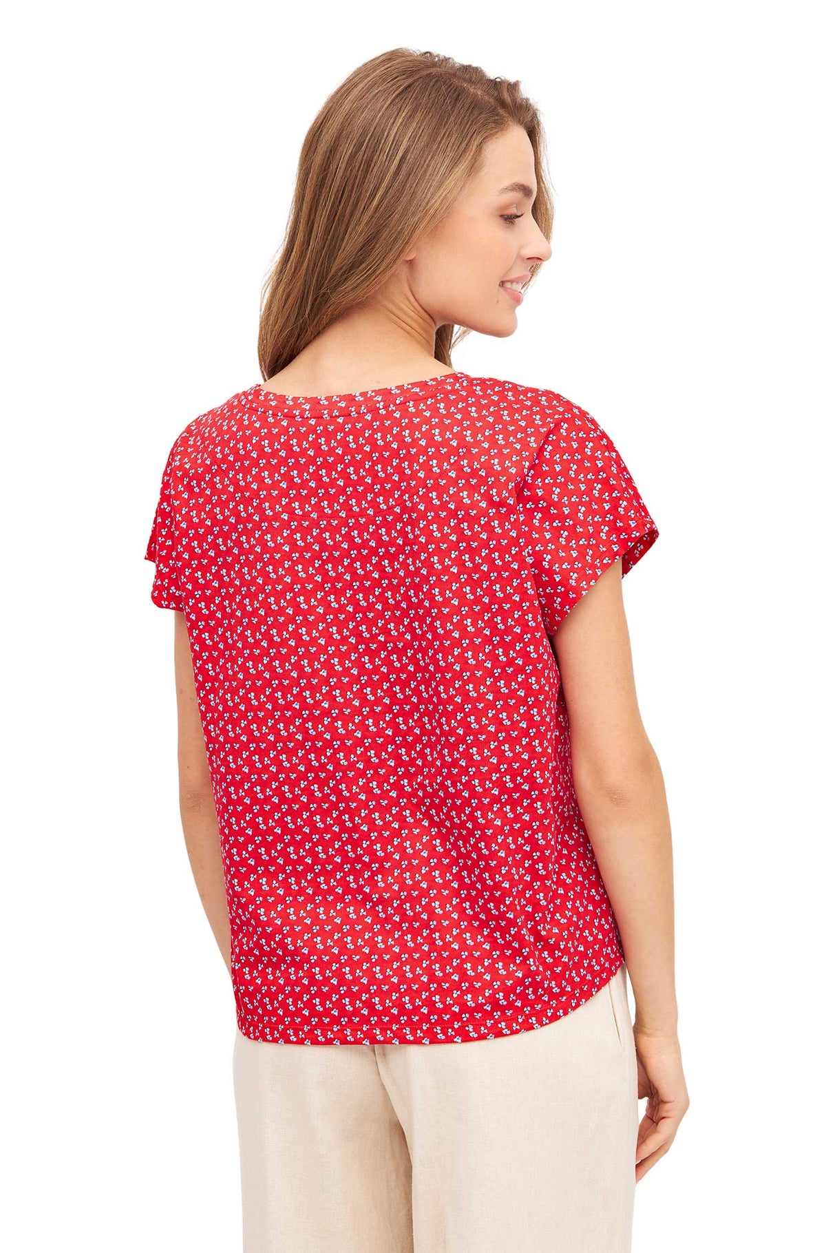 Boxy T-Shirt PAPERFLOWER aus Bio-Pima-Baumwolle-red