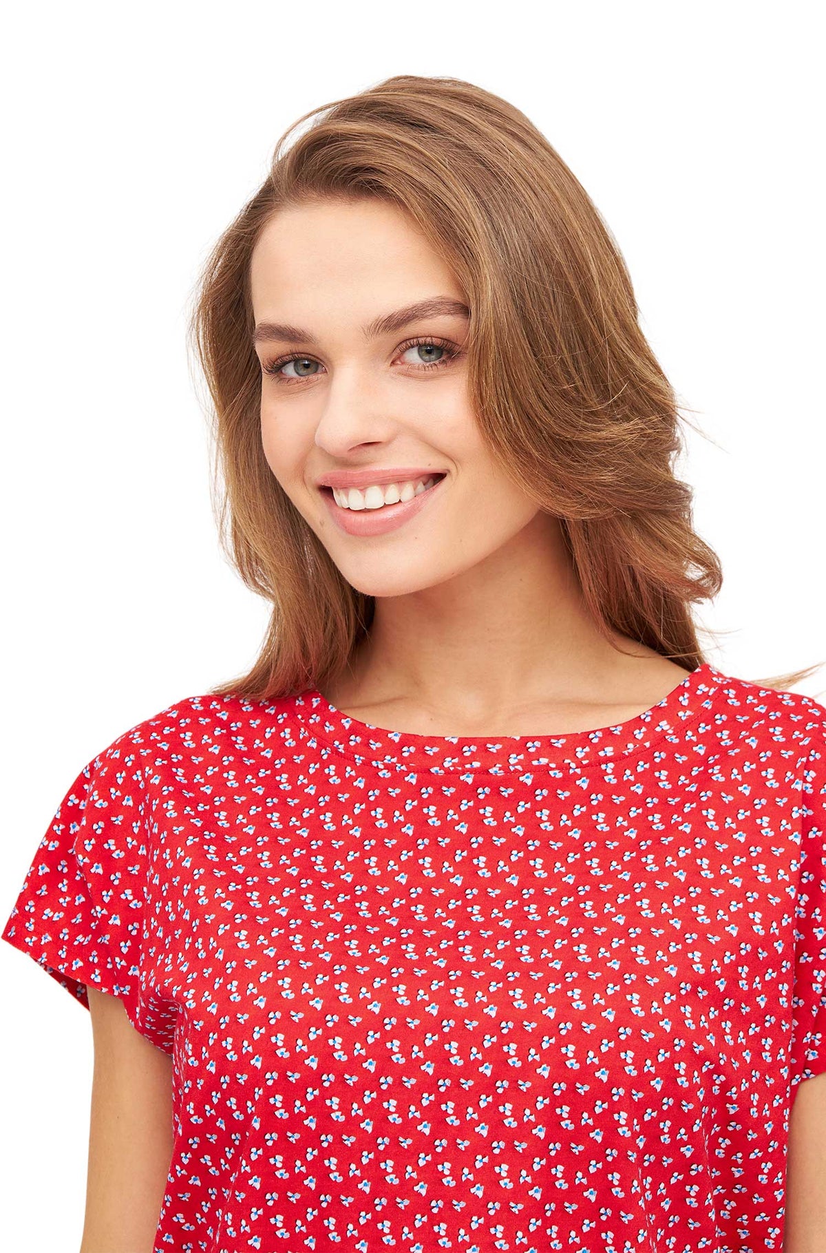 Boxy T-Shirt PAPERFLOWER aus Bio-Pima-Baumwolle-red