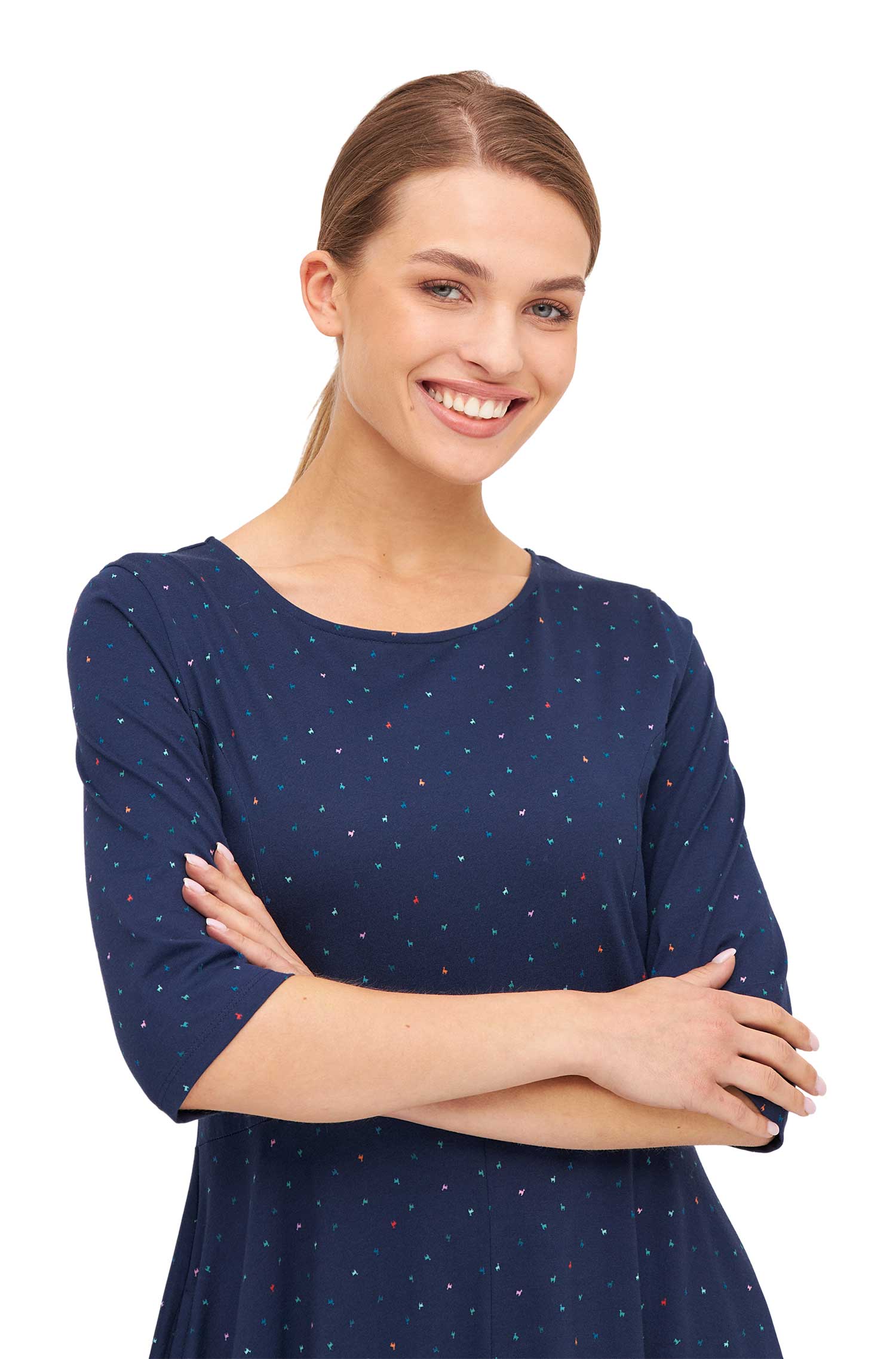 Langes Kleid ALPAQUITAS aus Bio-Pima-Baumwolle-navy