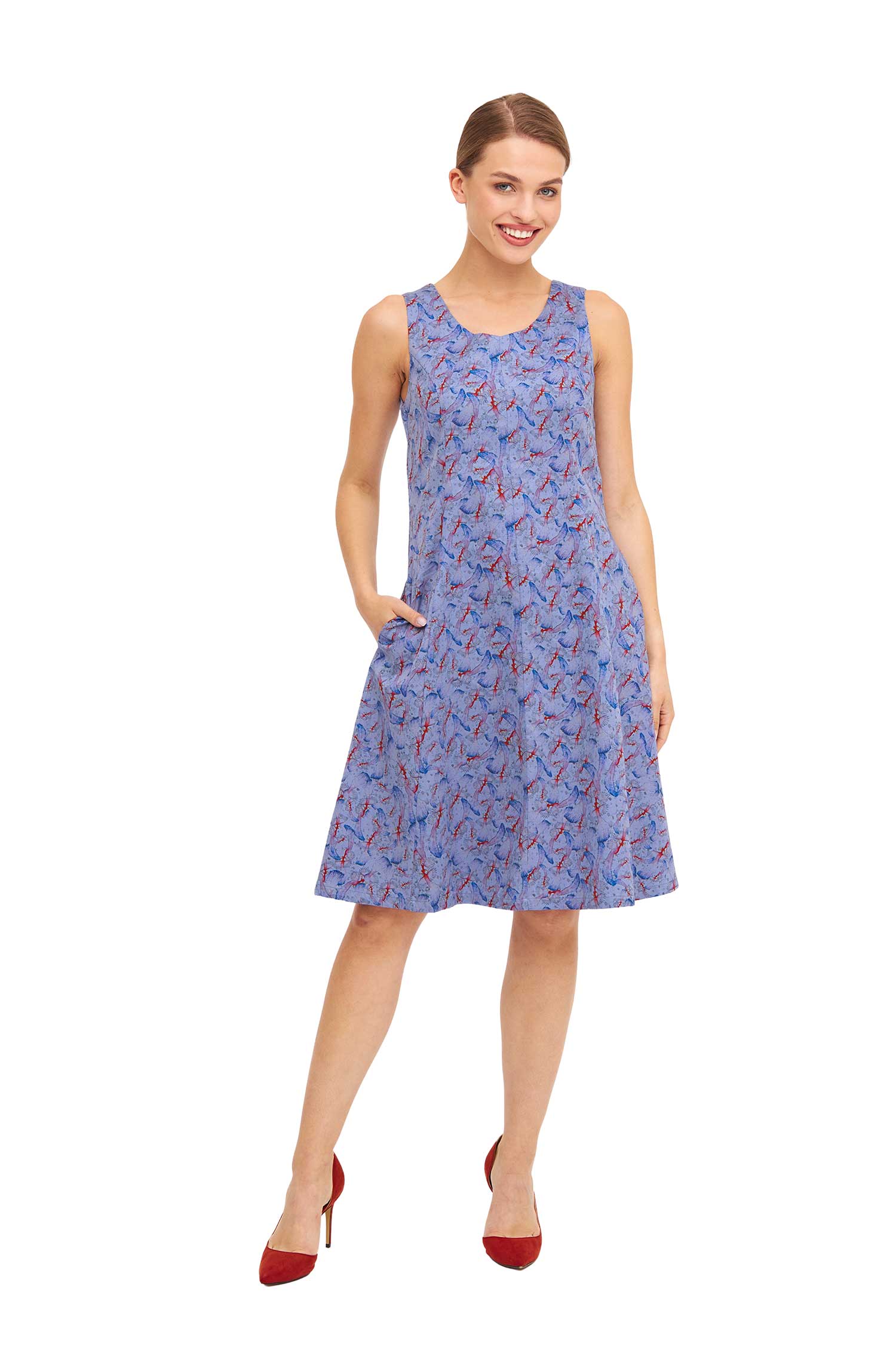 Kurzes Kleid FLYING BIRD aus Bio-Pima-Baumwolle-purple pastel