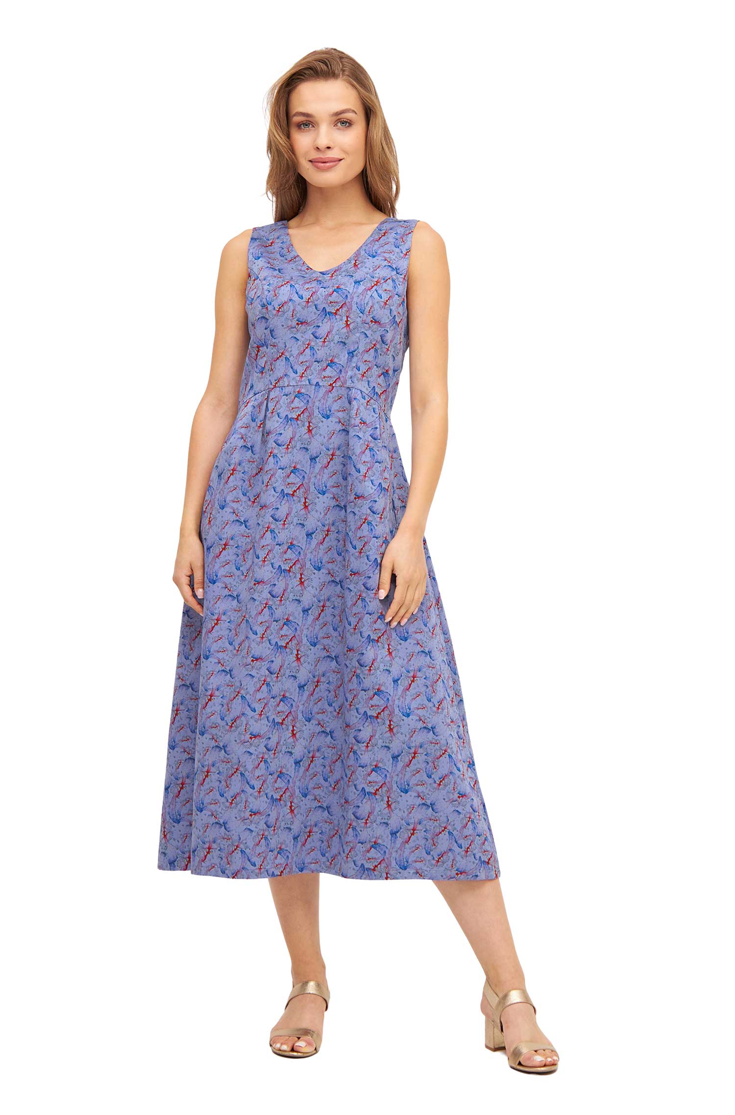 Langes Kleid FLYING BIRD aus Bio-Pima-Baumwolle-purple pastel