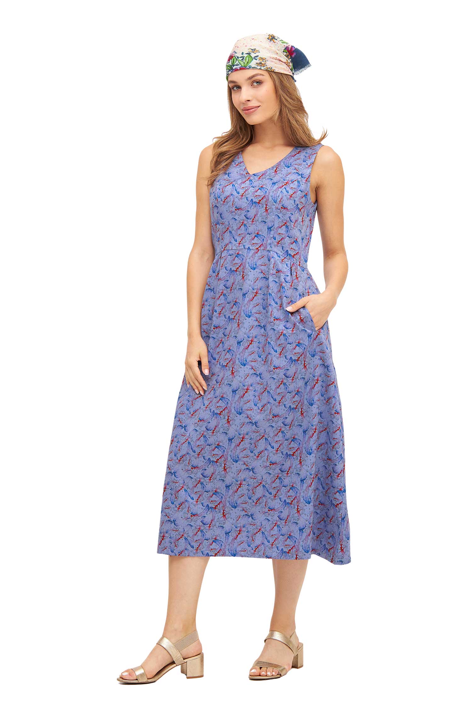 Langes Kleid FLYING BIRD aus Bio-Pima-Baumwolle-purple pastel