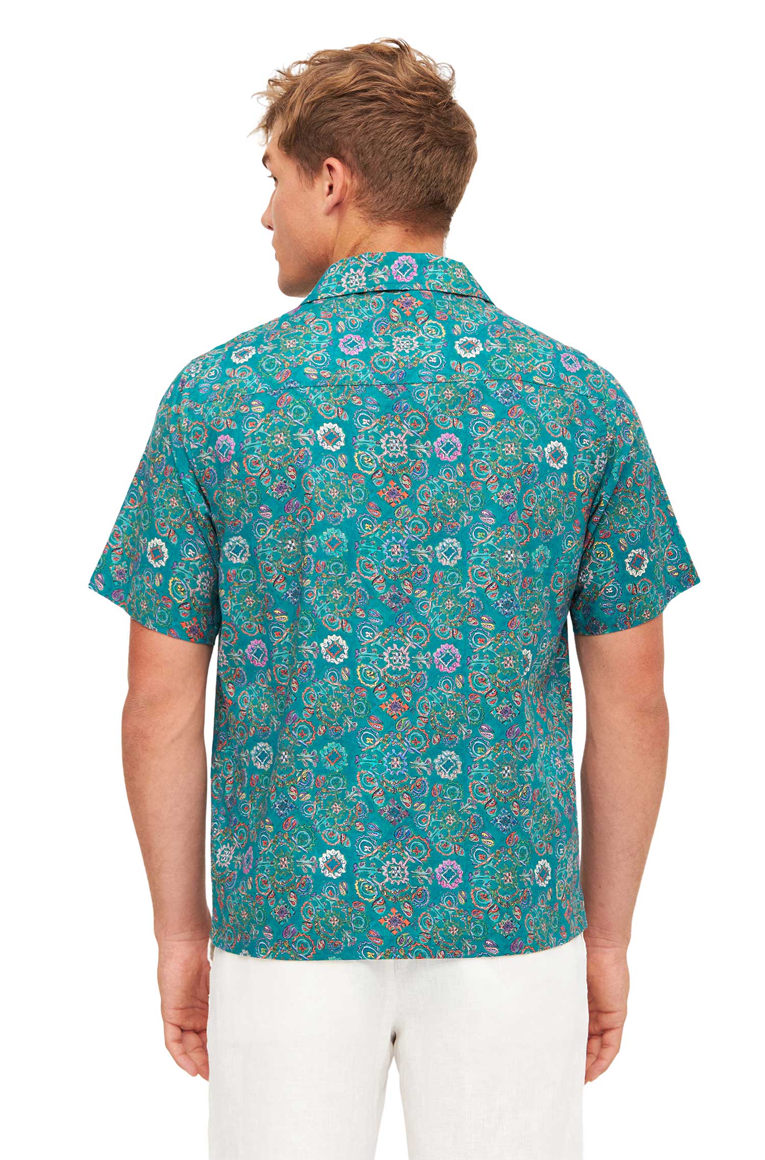 Hemd FLORAL ETHNO aus Bio-Pima-Baumwolle-turquoise