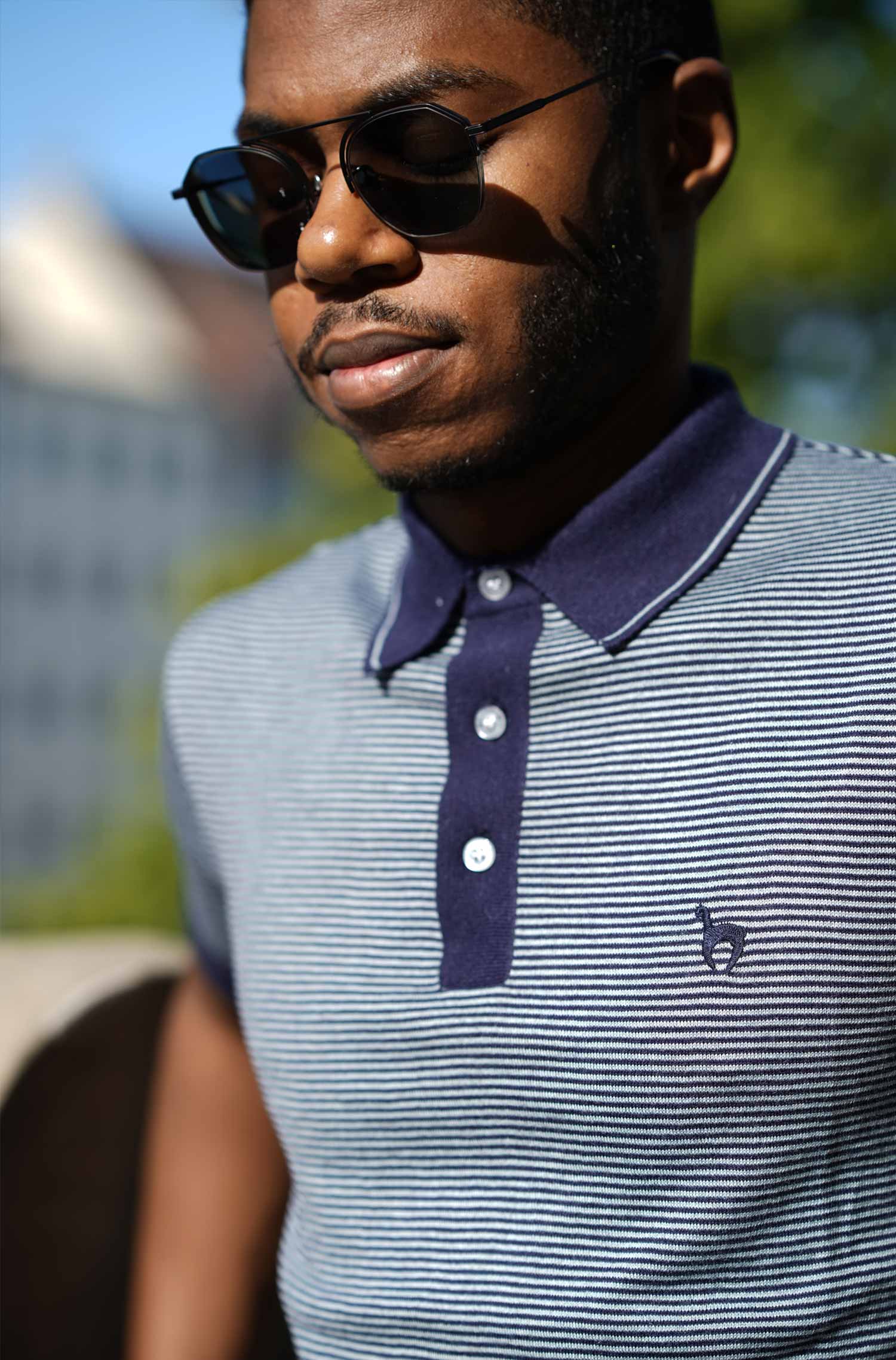 Polo Shirt DIEGO aus Royal Alpaka-Baumwoll-Mix-blau
