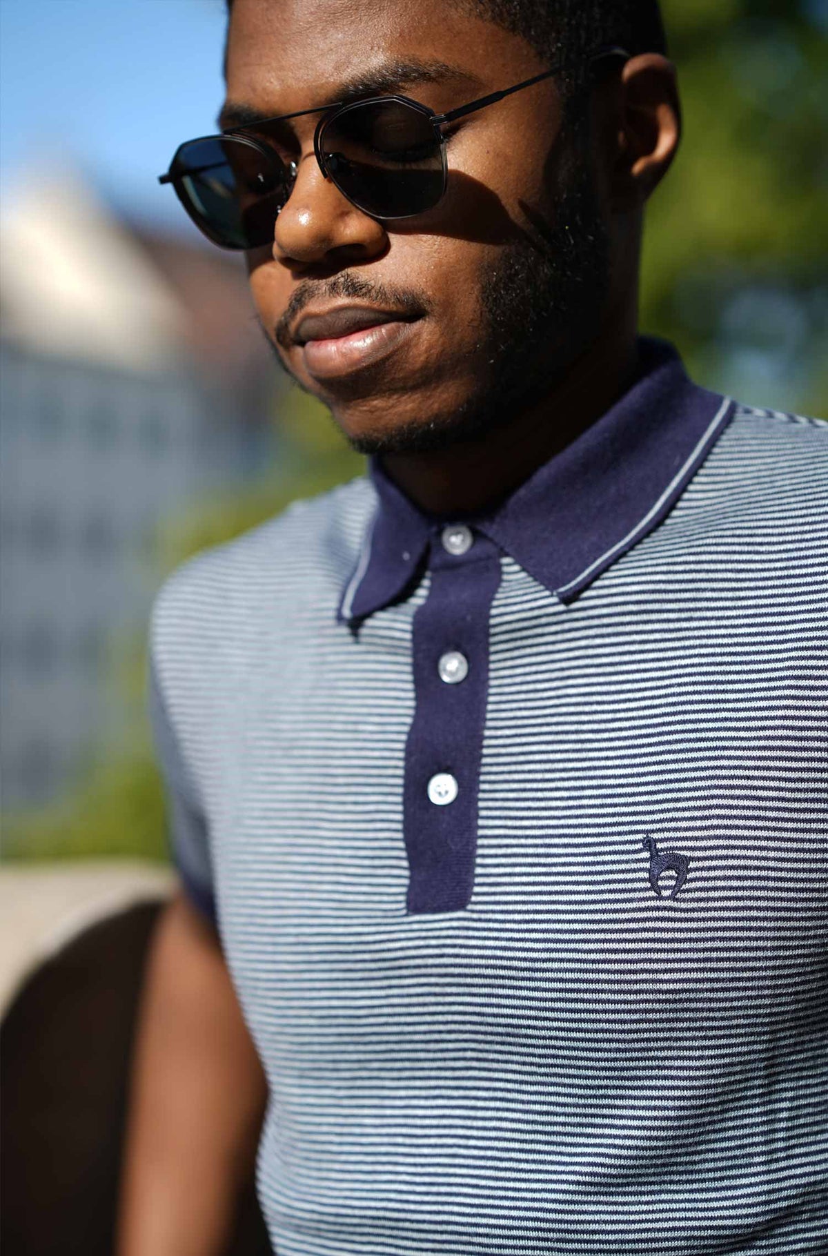 Polo Shirt DIEGO aus Royal Alpaka-Baumwoll-Mix-blau
