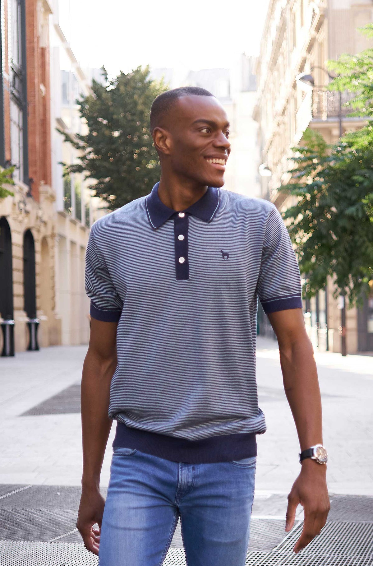 Alpaka Poloshirt DIEGO-blau
