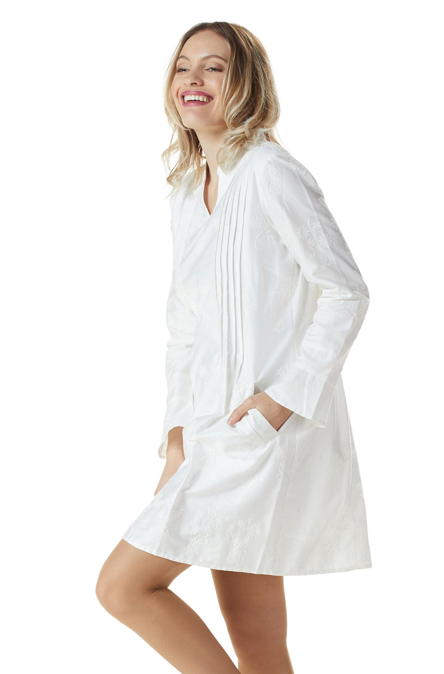 Kleid FABIANA aus 100% Bio Pima Baumwolle-weiss