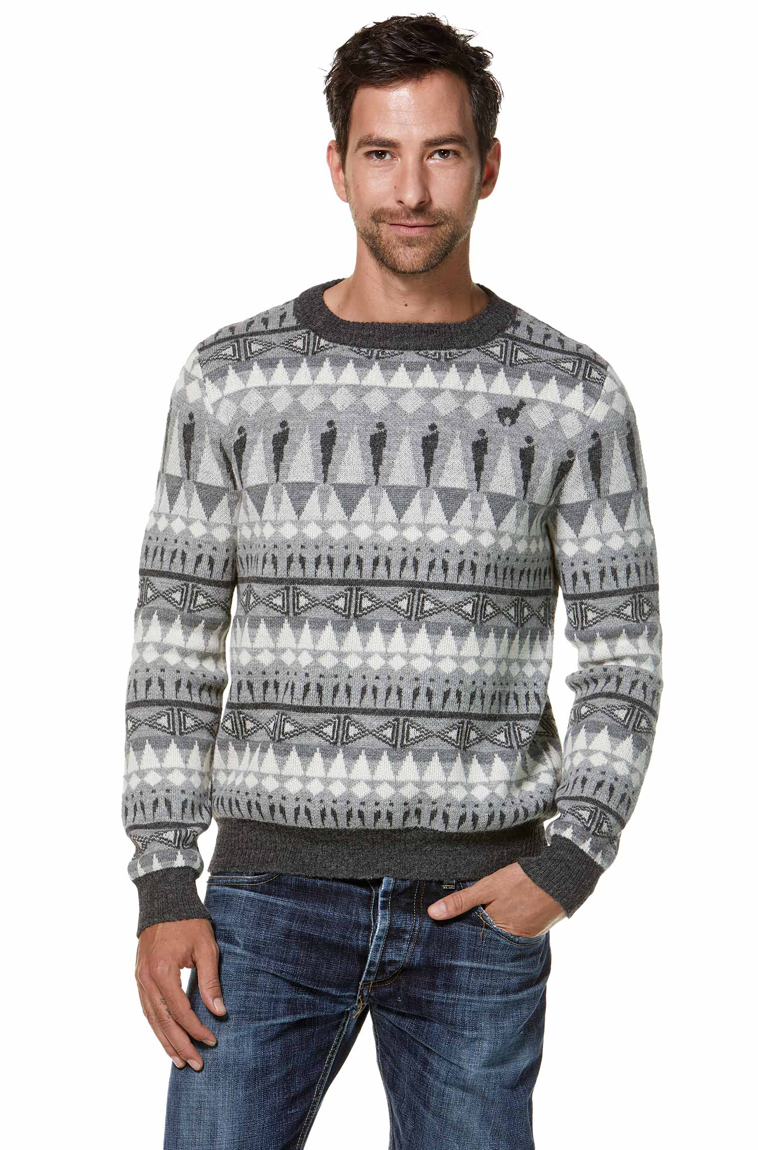 Alpaka Pullover HOMINEM aus 100% Baby Alpaka-grau