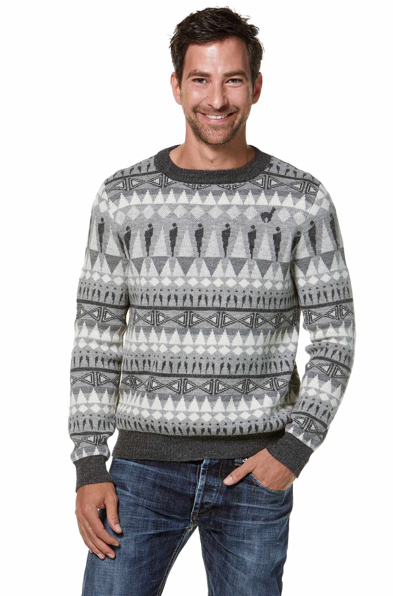 Alpaka Pullover HOMINEM aus 100% Baby Alpaka-grau