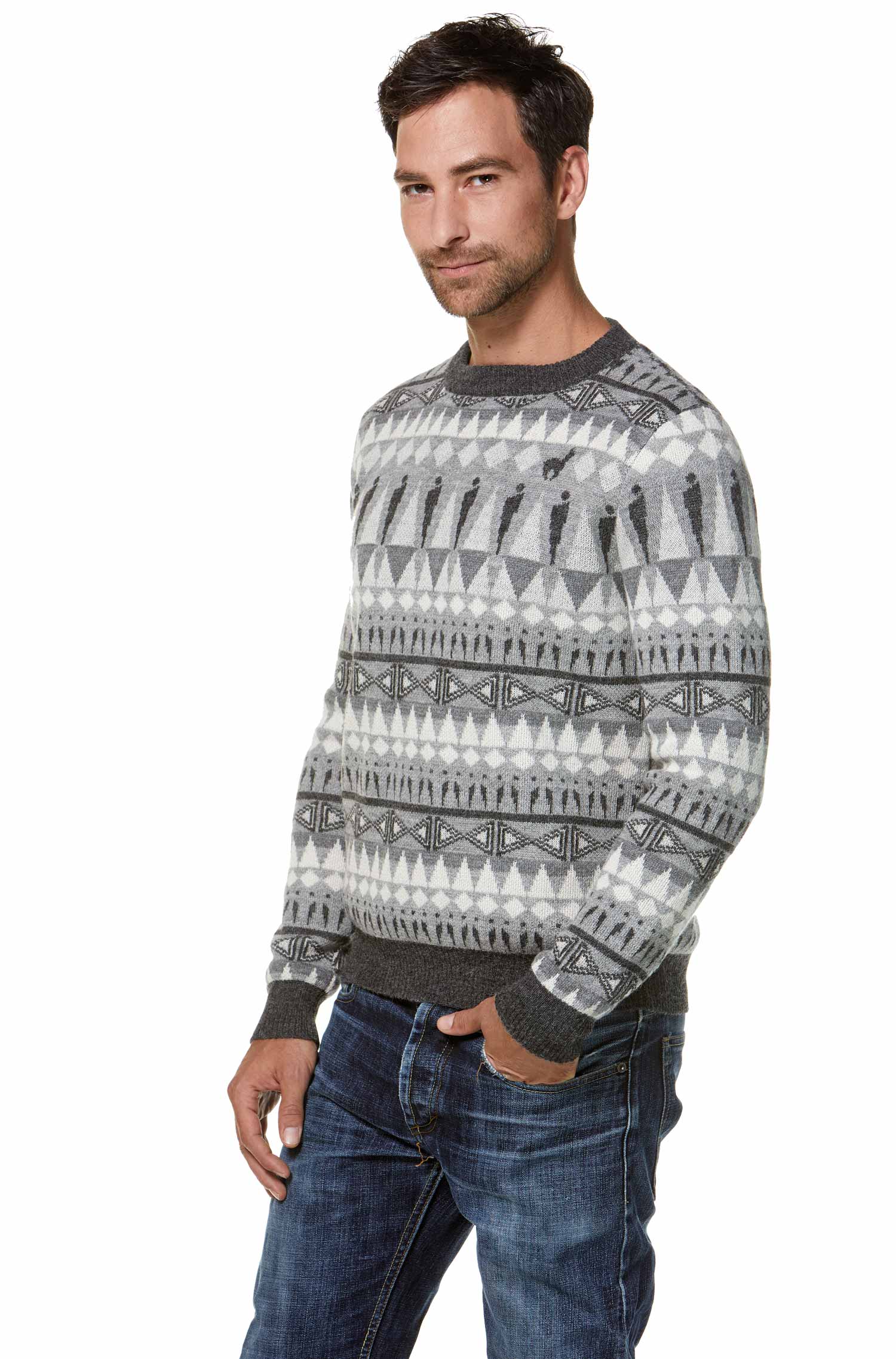 Alpaka Pullover HOMINEM aus 100% Baby Alpaka-grau