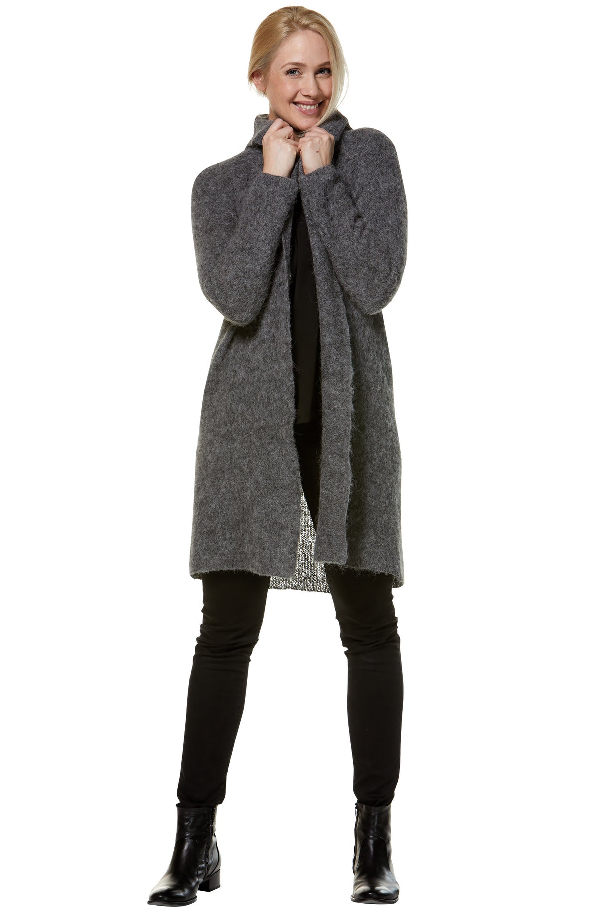 Alpaka Strickjacke PAULINA-anthrazit