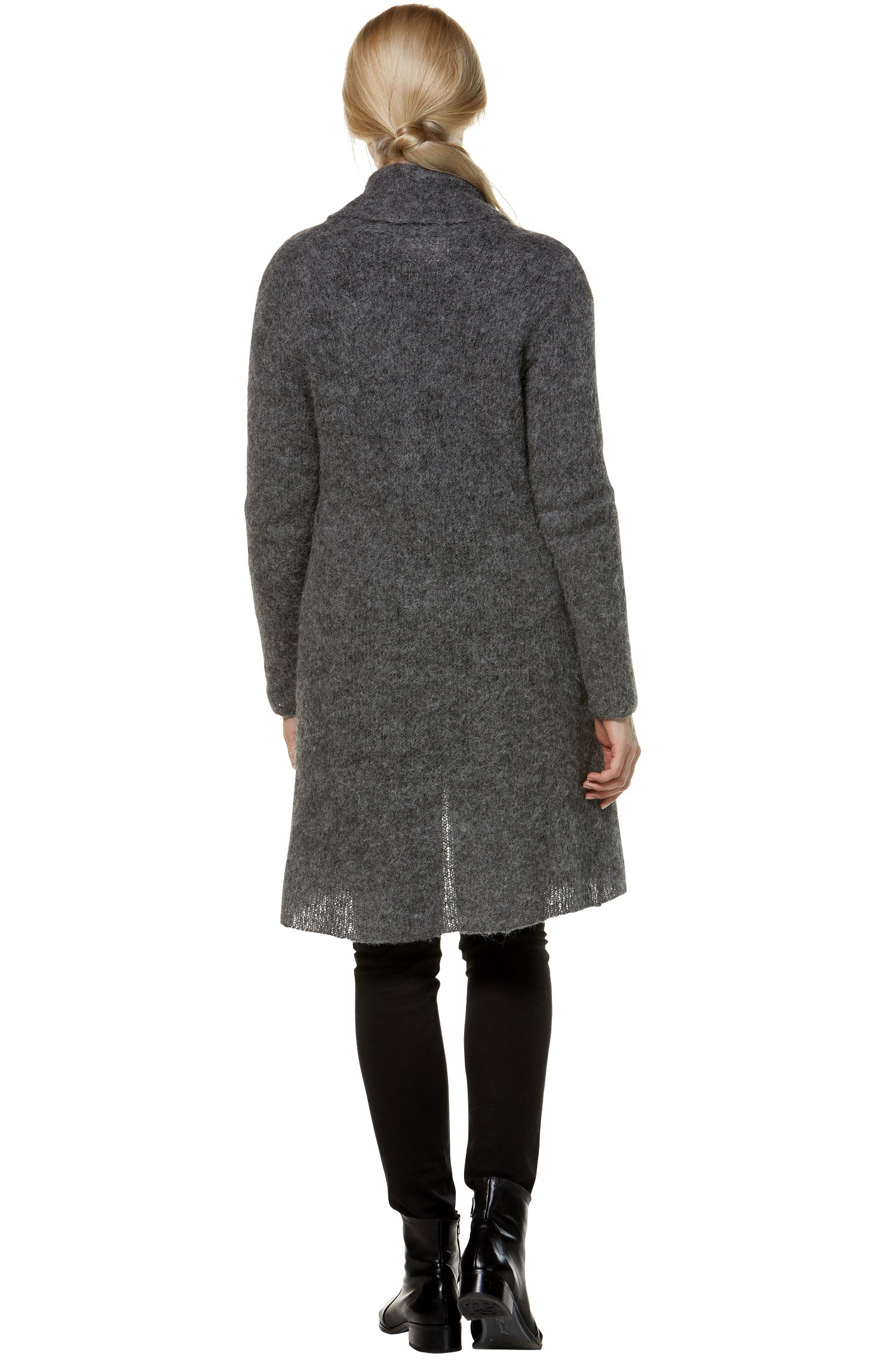 Alpaka Strickjacke PAULINA aus Baby Alpaka und Wolle-anthrazit