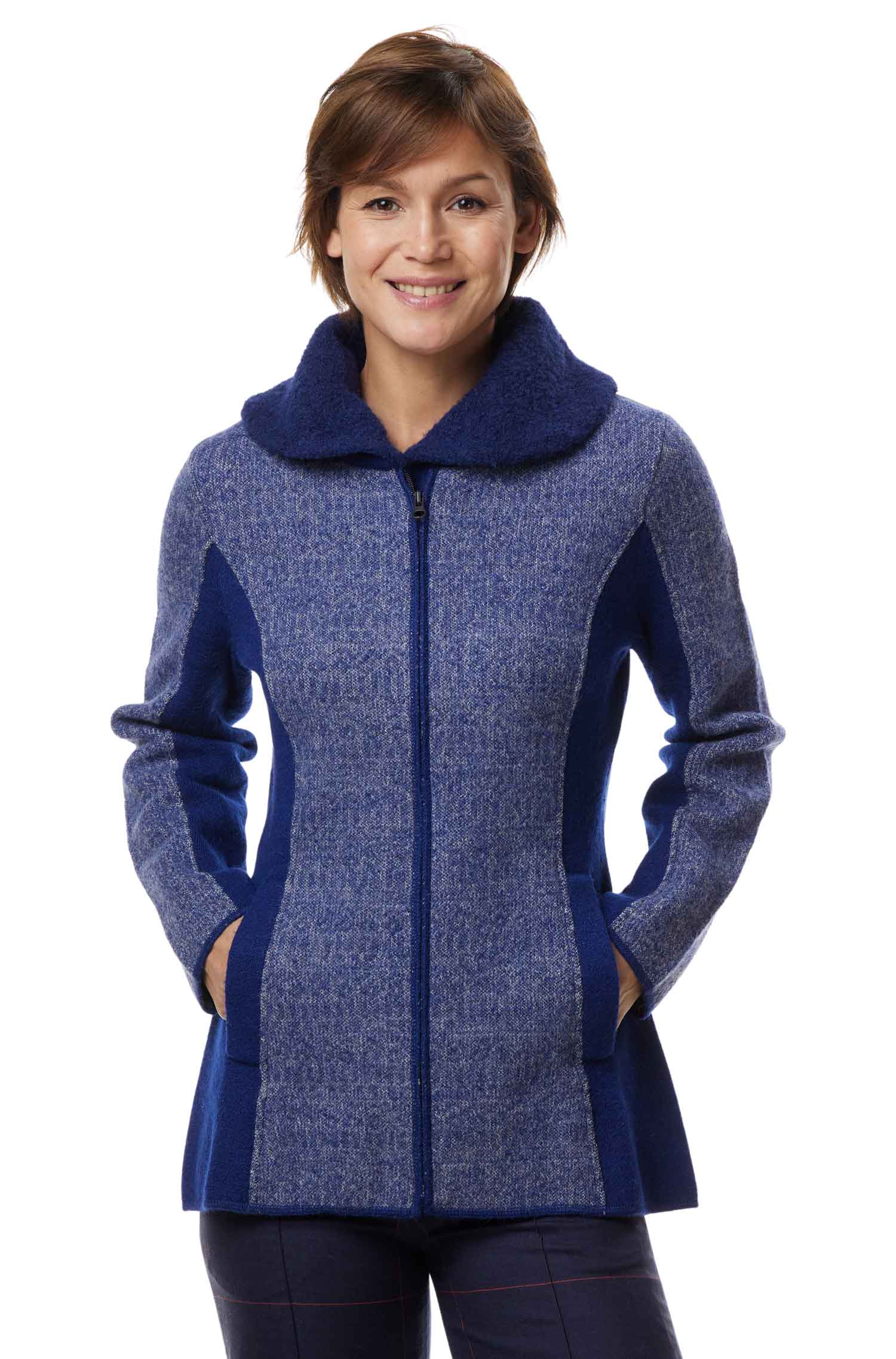 Alpaka Jacke MUJAL ELEGANT aus Alpaka und Wolle-blau