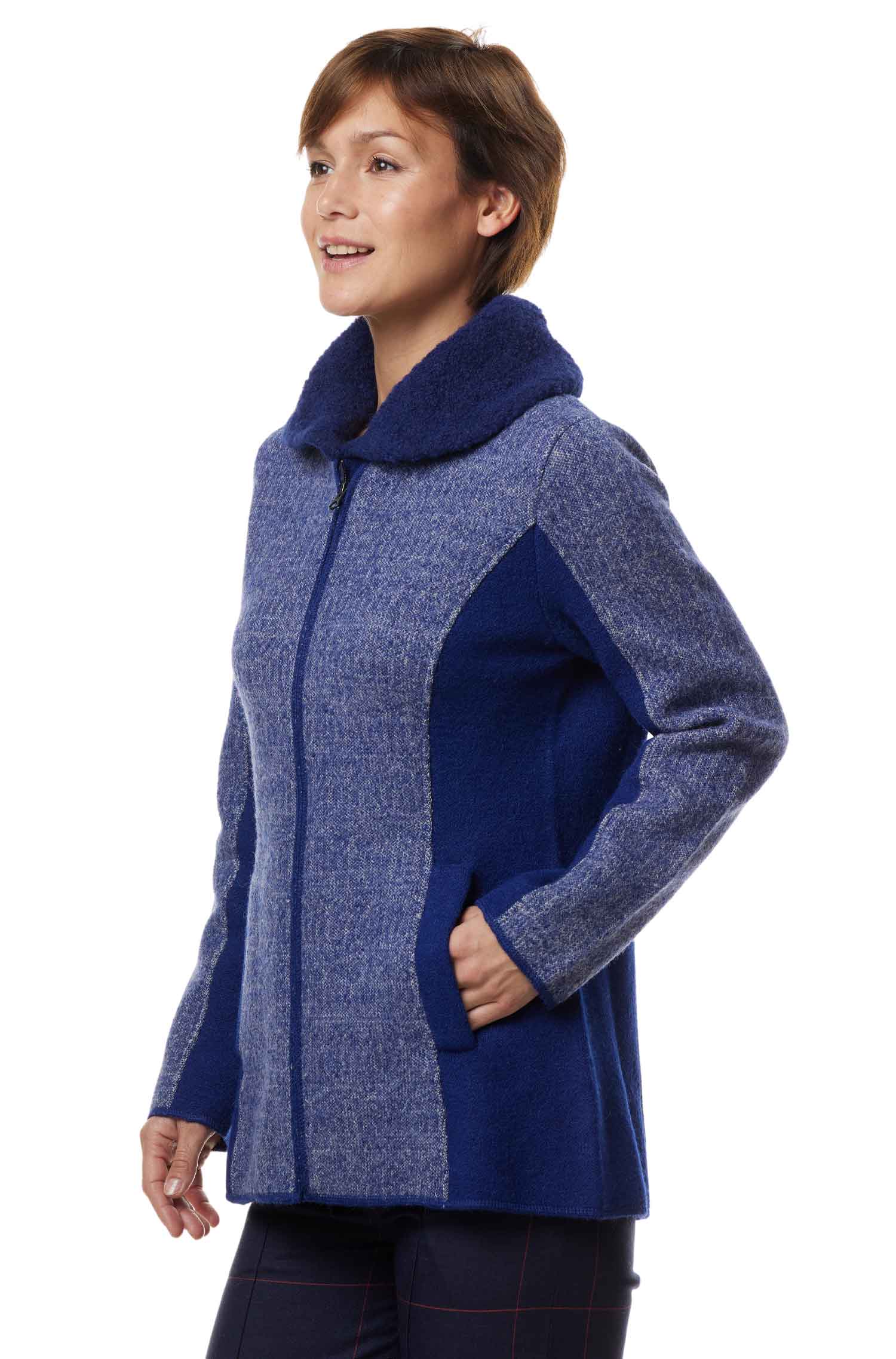 Alpaka Jacke MUJAL ELEGANT aus Alpaka und Wolle-blau