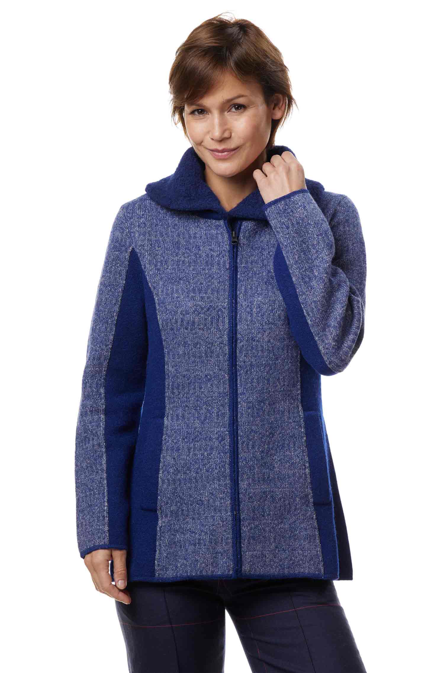 Alpaka Jacke MUJAL ELEGANT aus Alpaka und Wolle-blau