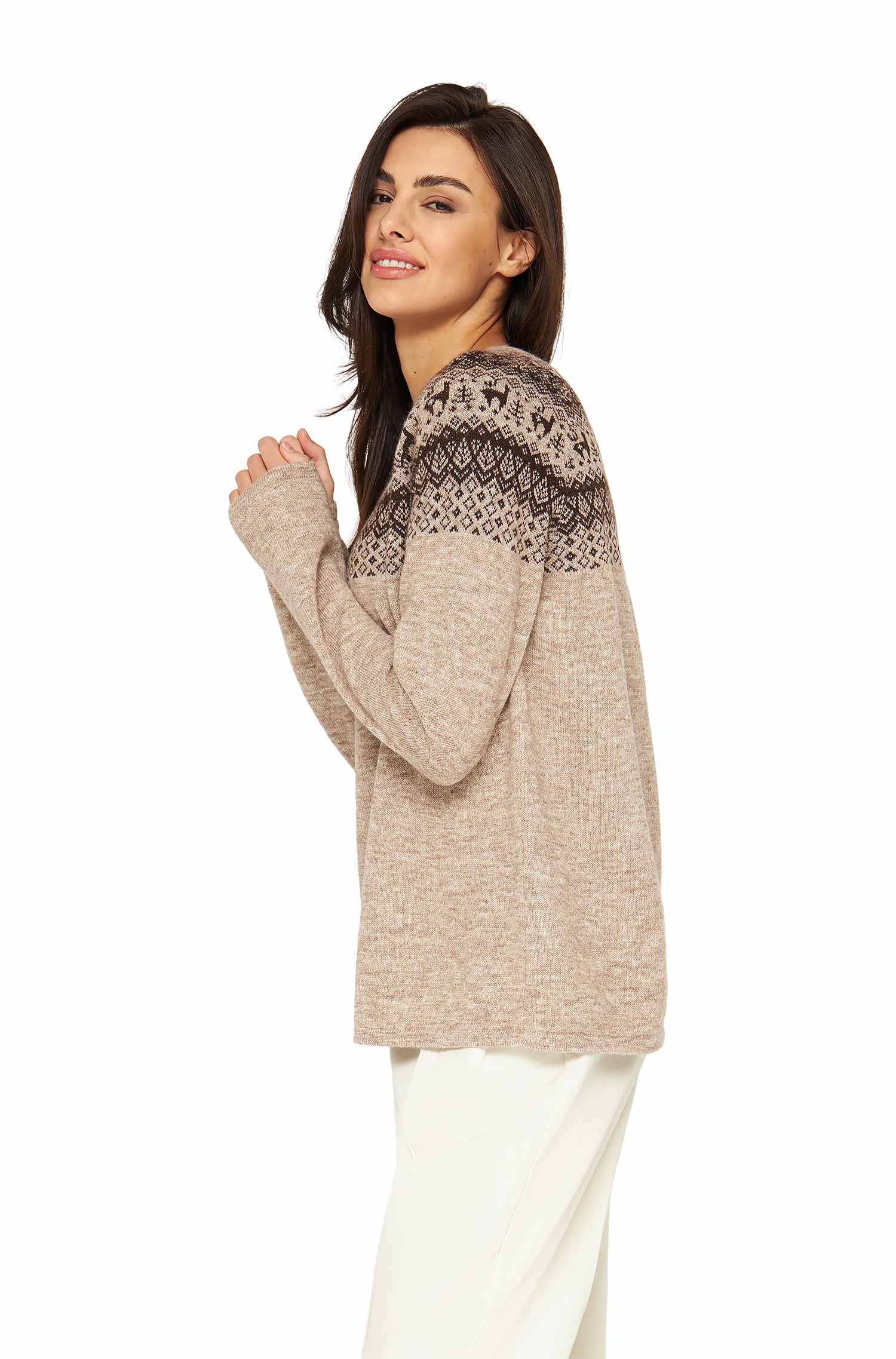 Alpaka Pullover ANDEN aus 100% Baby Alpaka-sand