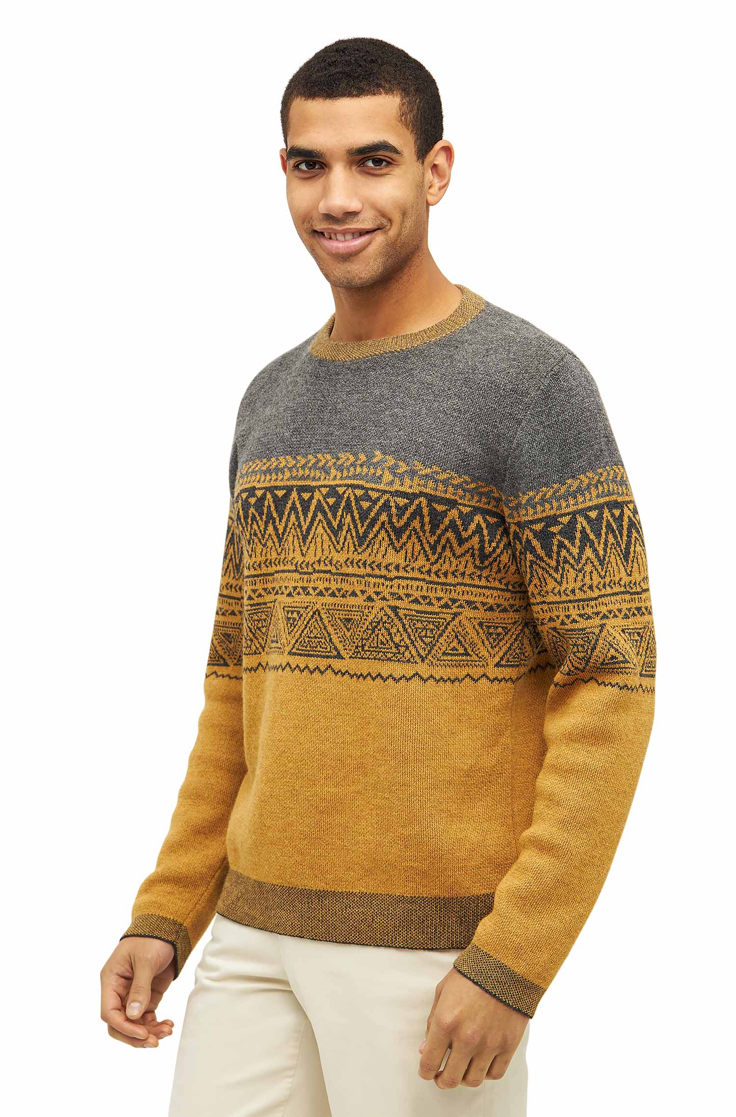 Alpaka Rundhals Pullover GIORGIO aus 100% Baby Alpaka-anthrazit