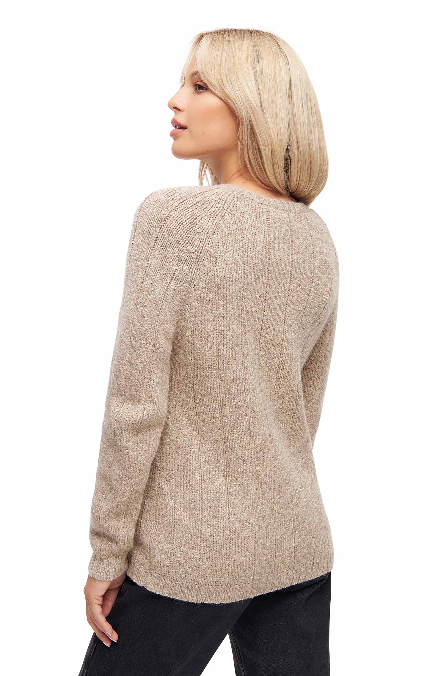 Alpaka Rundhals Pullover MOANA aus 60% Alpaka & 30% Merino Wolle-sand