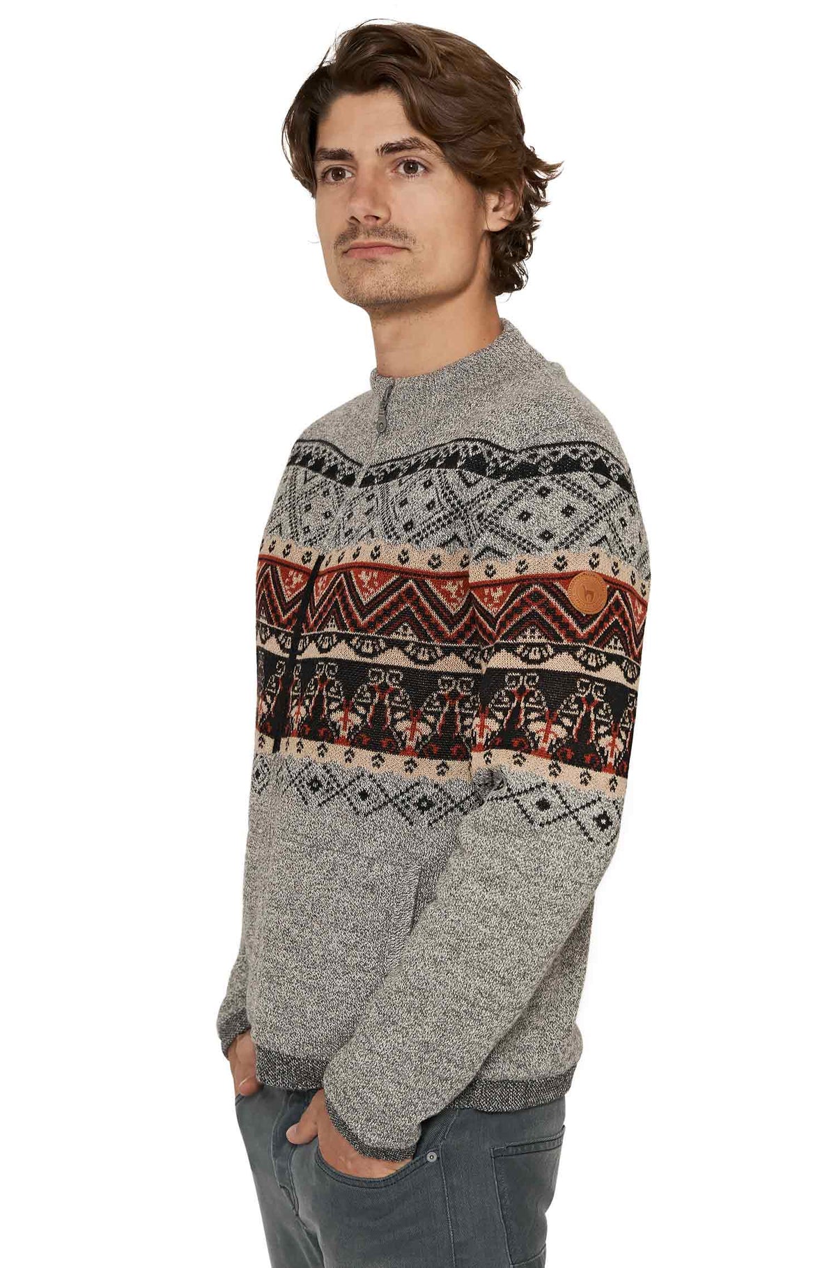 Alpaka Strickjacke FIESTA, gefüttert-grau