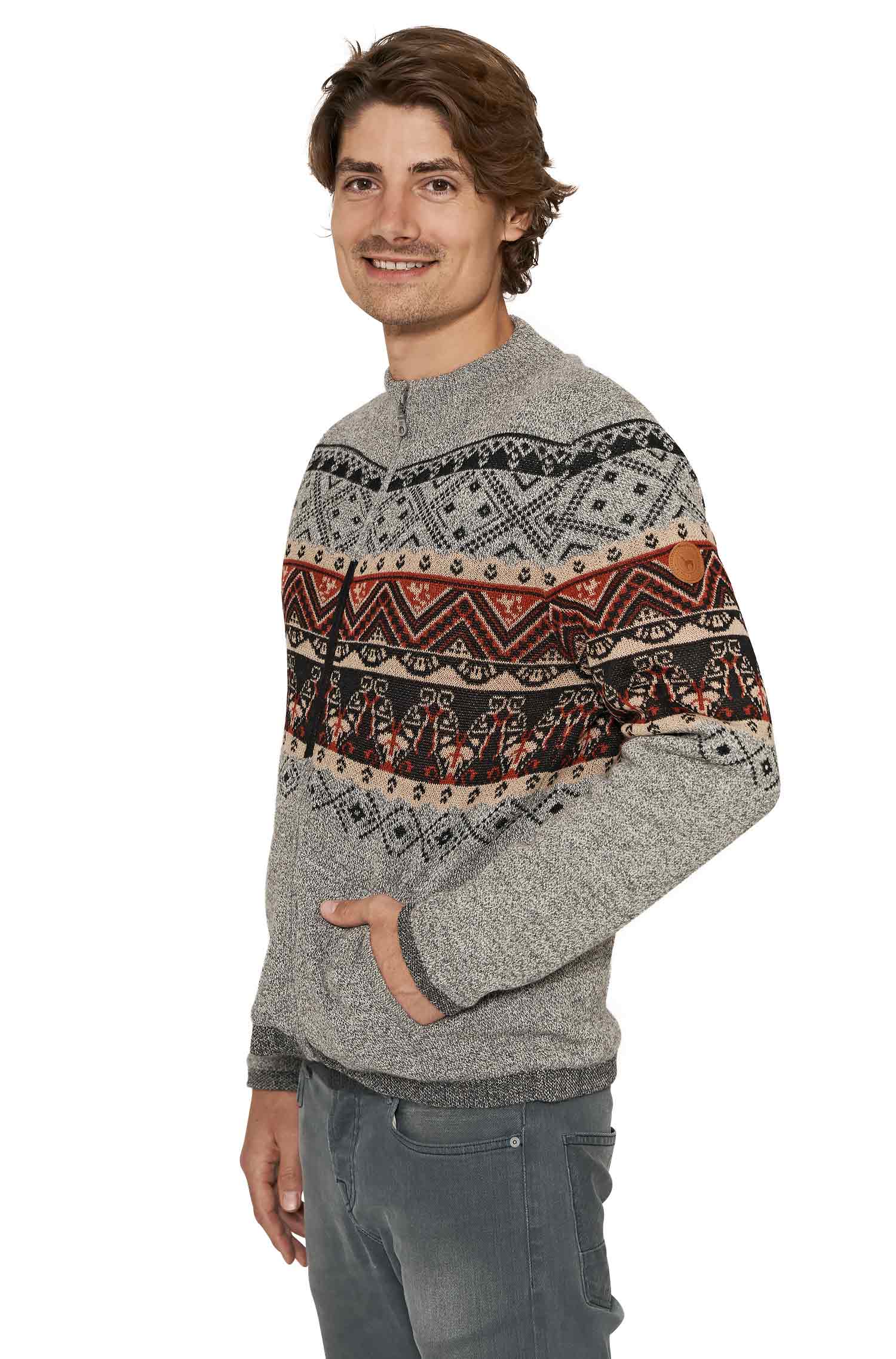 Alpaka Strickjacke FIESTA aus 100% Baby Alpaka-grau