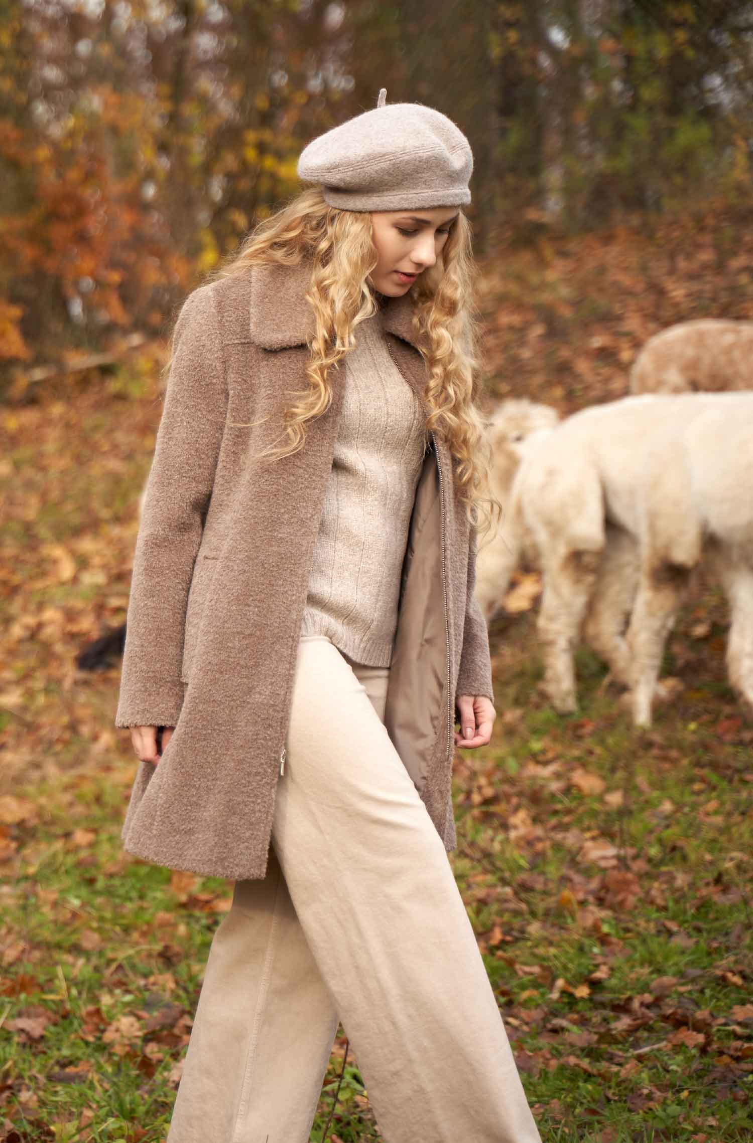 Alpaka Mantel FLURINA aus Alpaka und Wolle-graues taupe