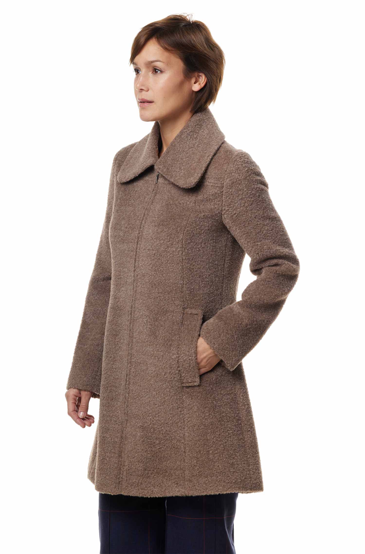 Alpaka Mantel FLURINA aus Alpaka und Wolle-graues taupe