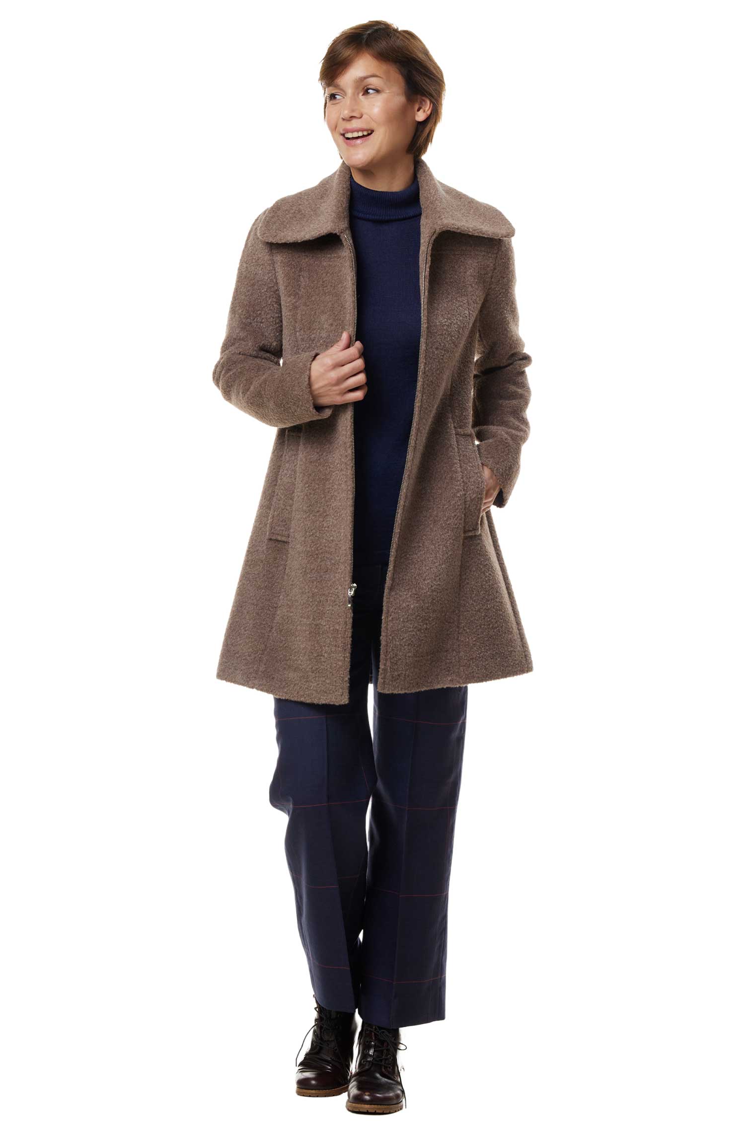 Alpaka Mantel FLURINA aus Alpaka und Wolle-graues taupe