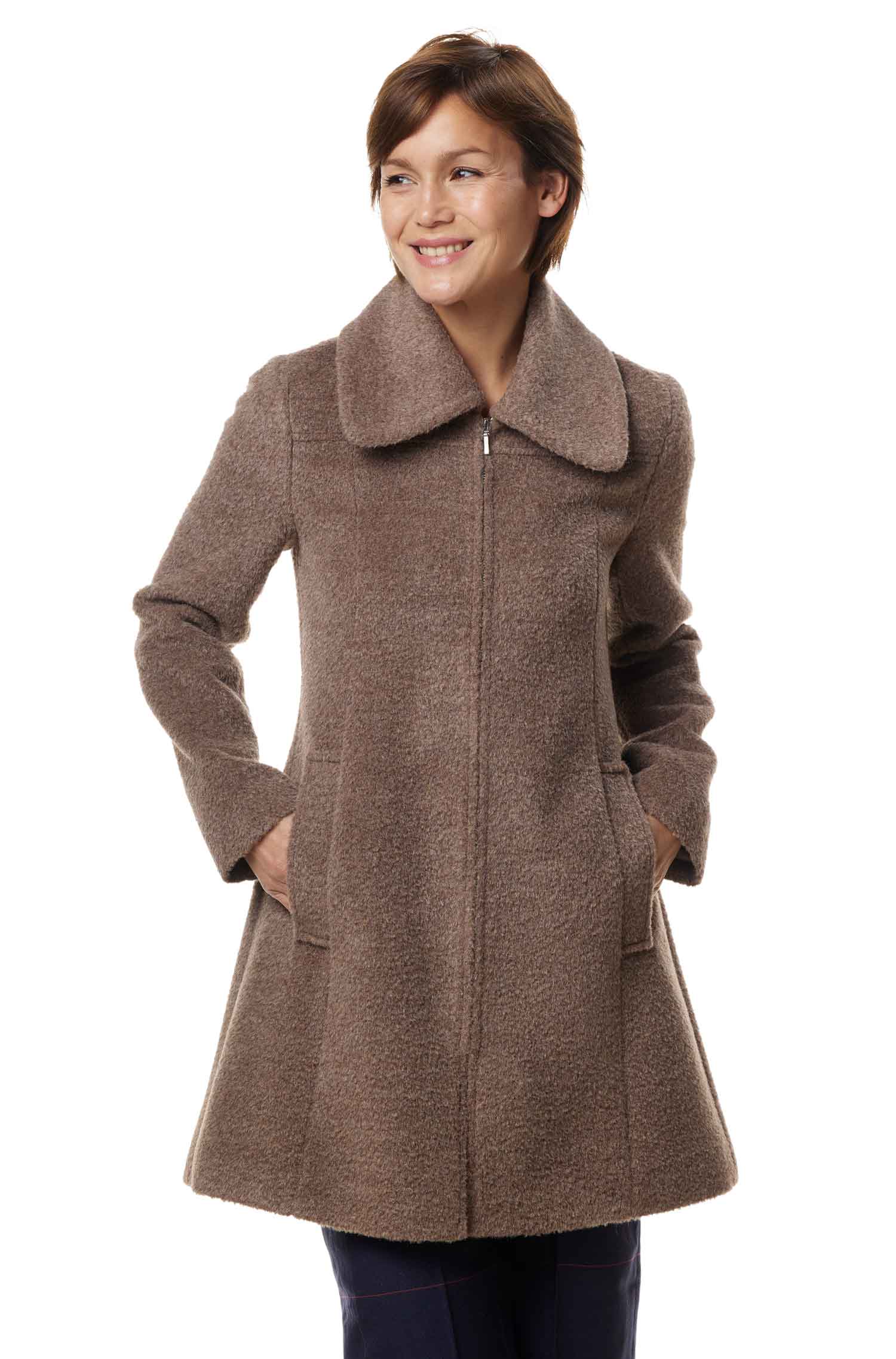 Alpaka Mantel FLURINA aus Alpaka und Wolle-graues taupe