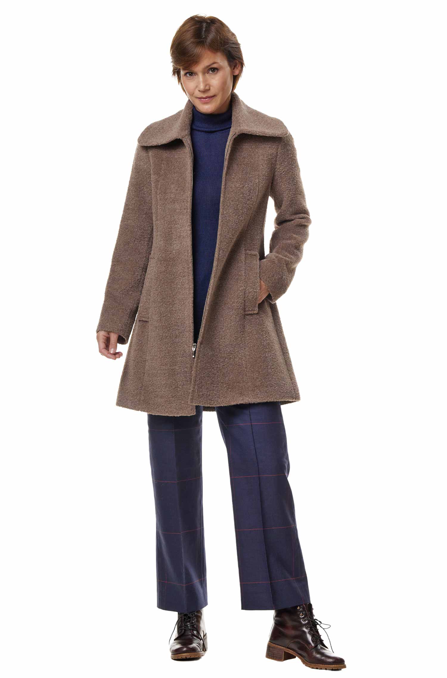 Alpaka Mantel FLURINA aus Alpaka und Wolle-graues taupe