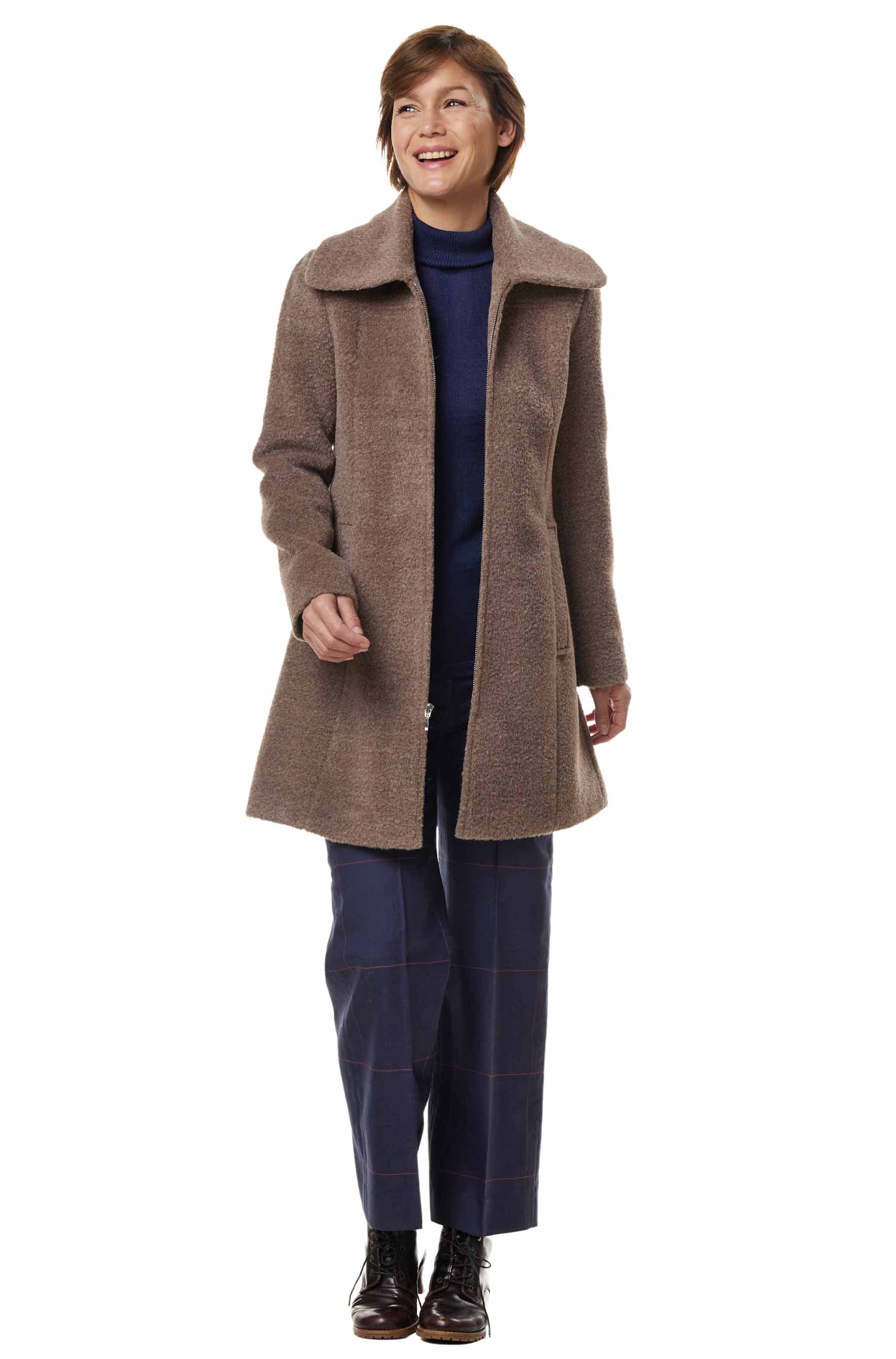 Alpaka Mantel FLURINA aus Alpaka und Wolle-graues taupe