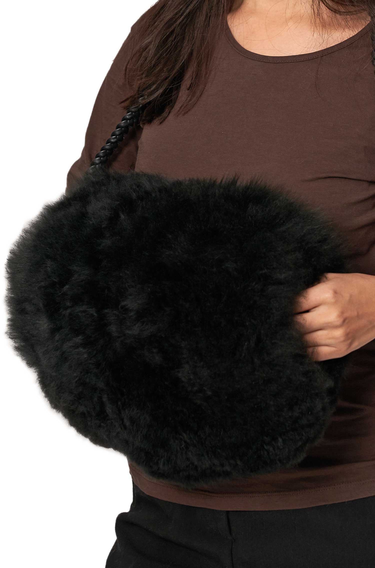 Alpaka Muff aus 100% Alpaka Fell-schwarz