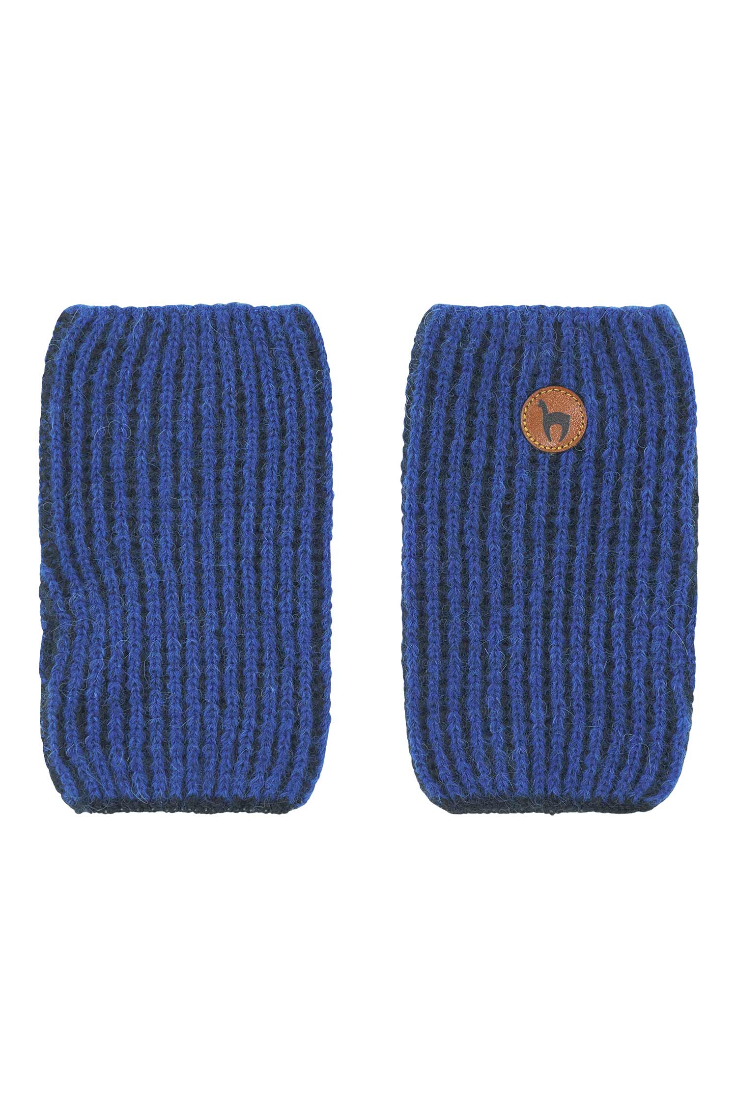 Alpaka Pulswärmer MARINO aus Baby Alpaka & Baumwolle-blau/schwarz