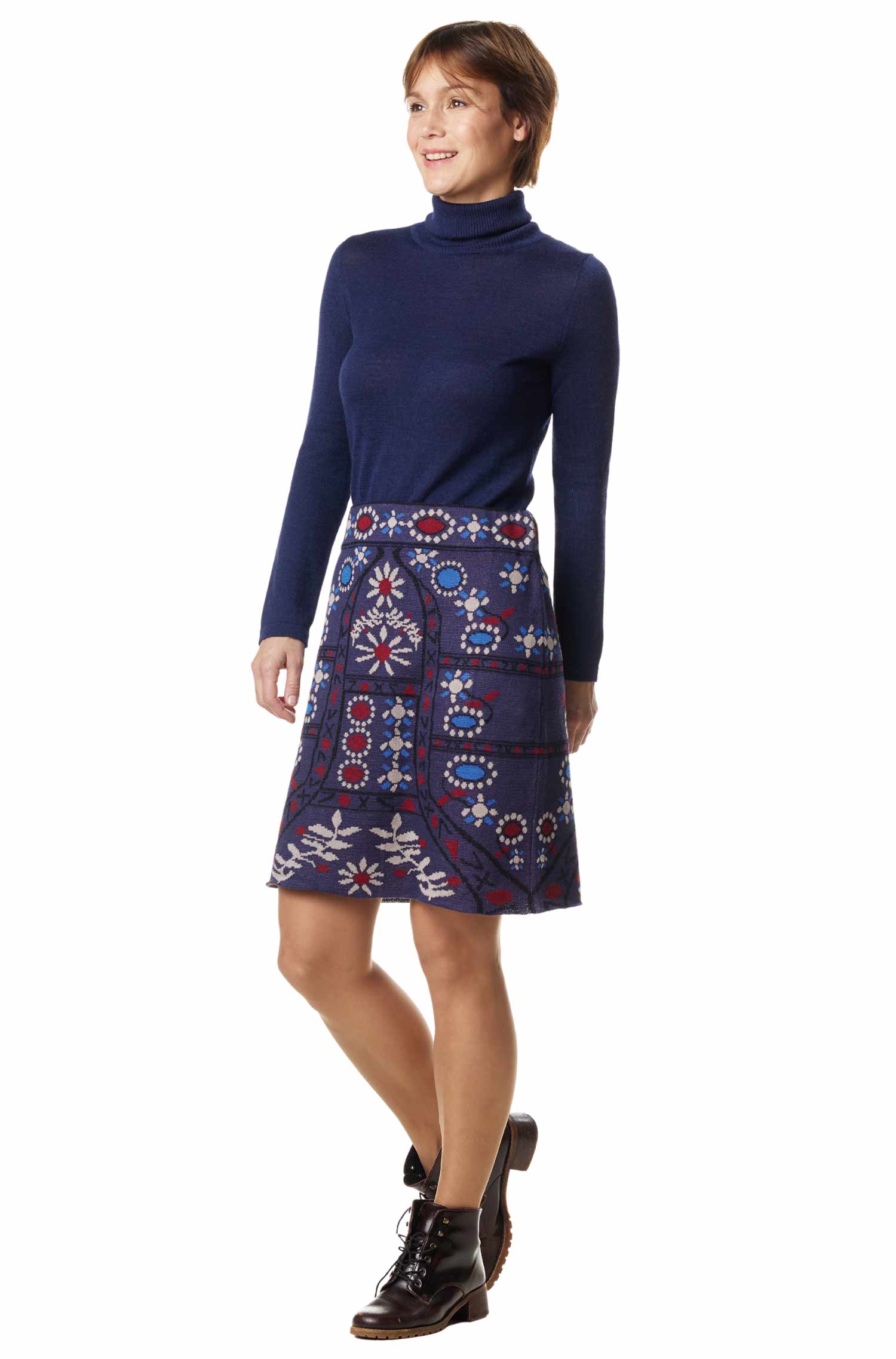 Rock BELLA mit 90% Bio Pima Baumwolle & 10% Royal Alpaka-blau