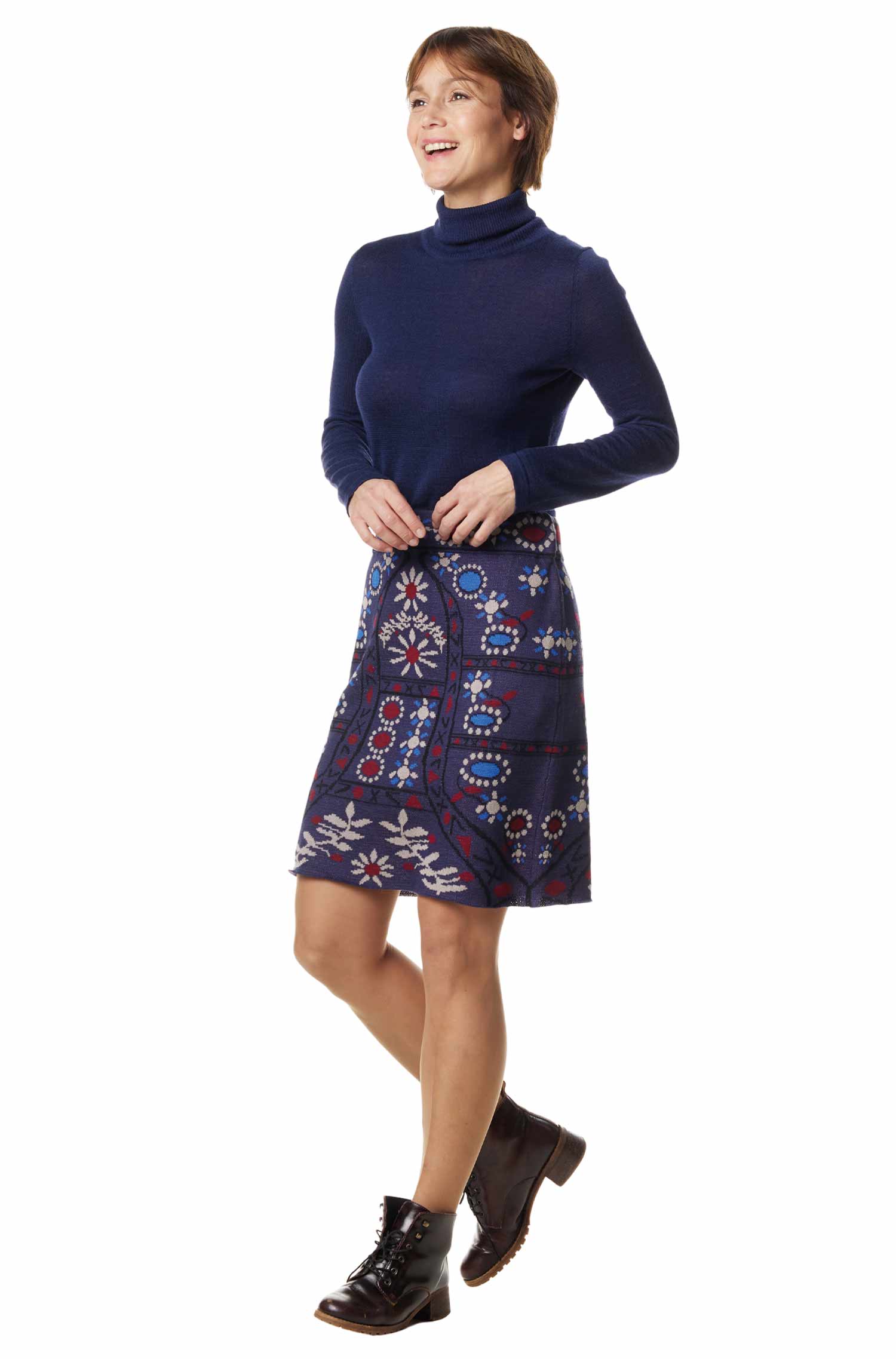 Rock BELLA mit 90% Bio Pima Baumwolle & 10% Royal Alpaka-blau