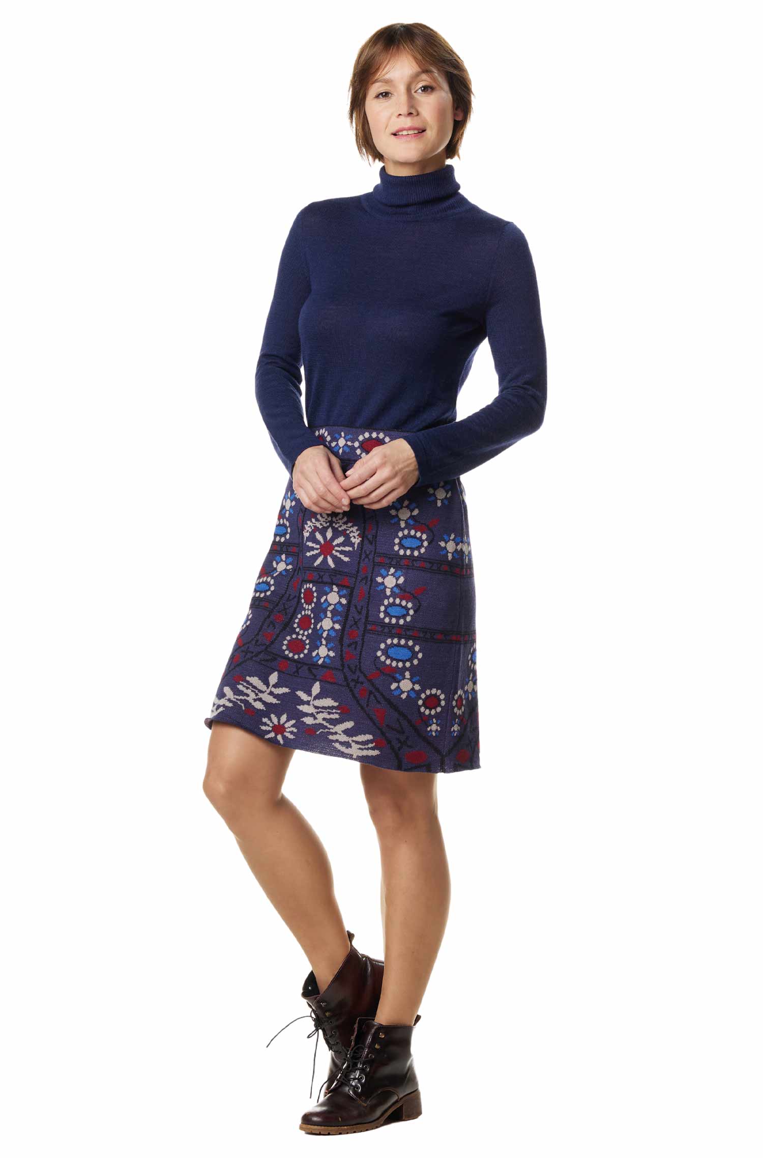 Rock BELLA mit 90% Bio Pima Baumwolle & 10% Royal Alpaka-blau