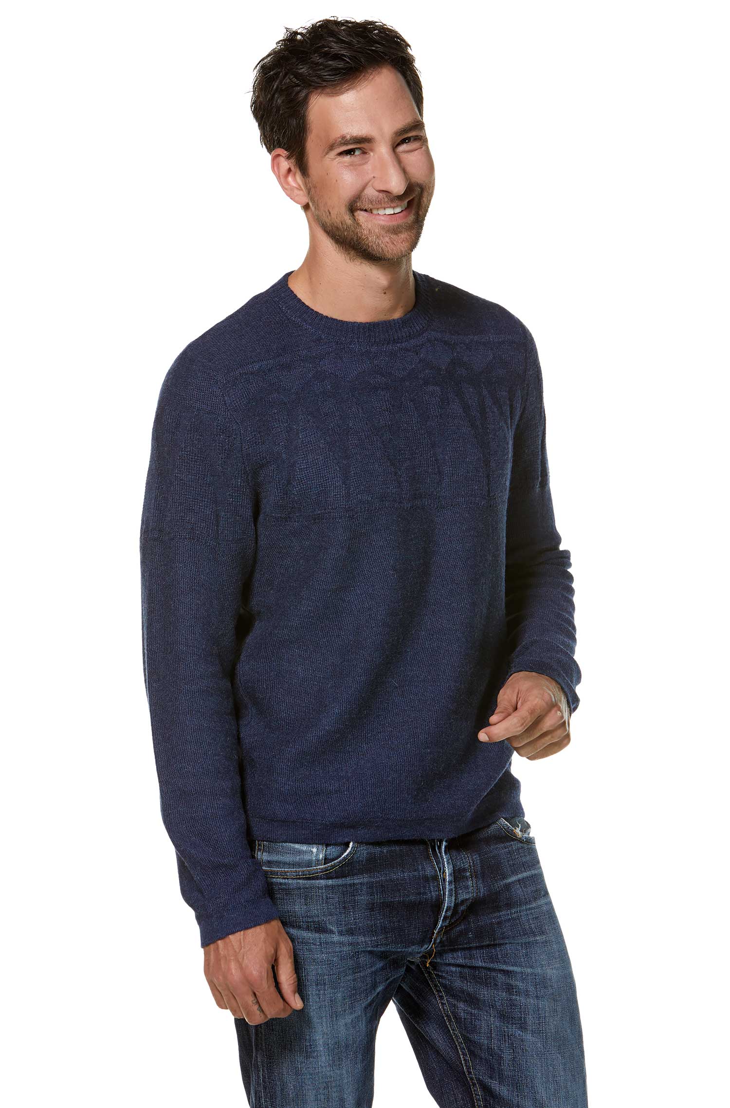Alpaka Pullover HUGO aus 100% Baby Alpaka-blau