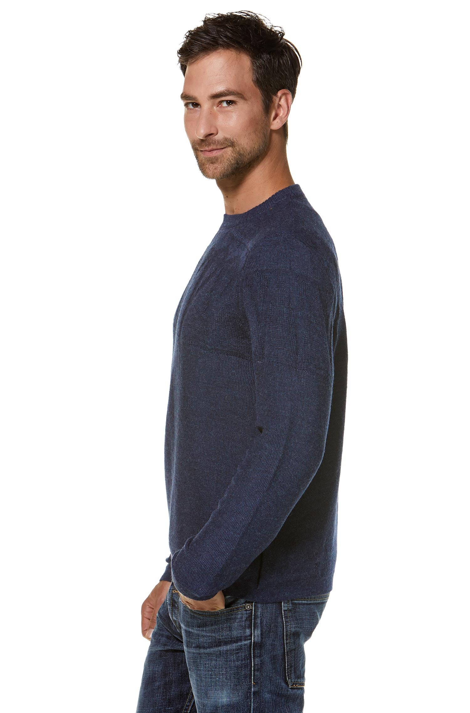 Alpaka Pullover HUGO aus 100% Baby Alpaka-blau