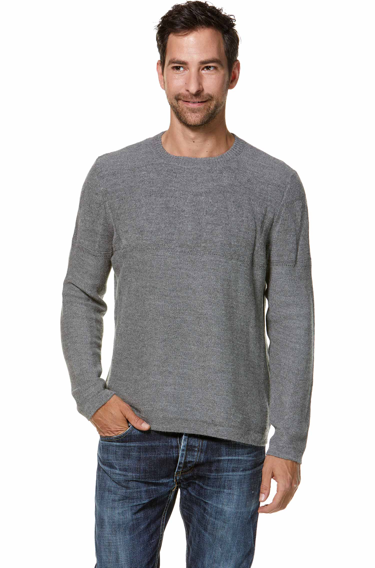 Alpaka Pullover HUGO aus 100% Baby Alpaka-grau